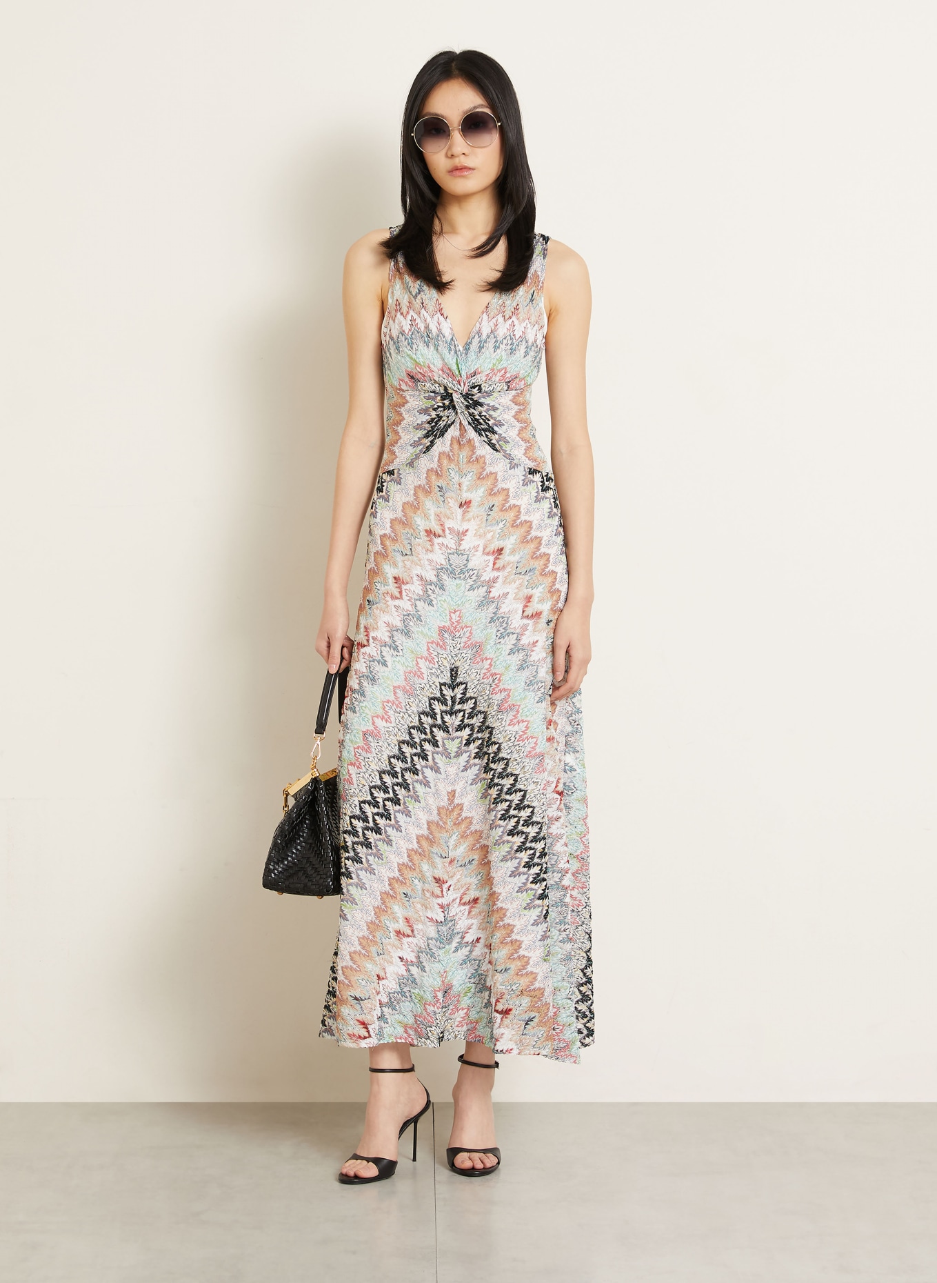 MISSONI Strandkleid mit Glitzergarn: WEISS / HELLROT / HELLBLAU