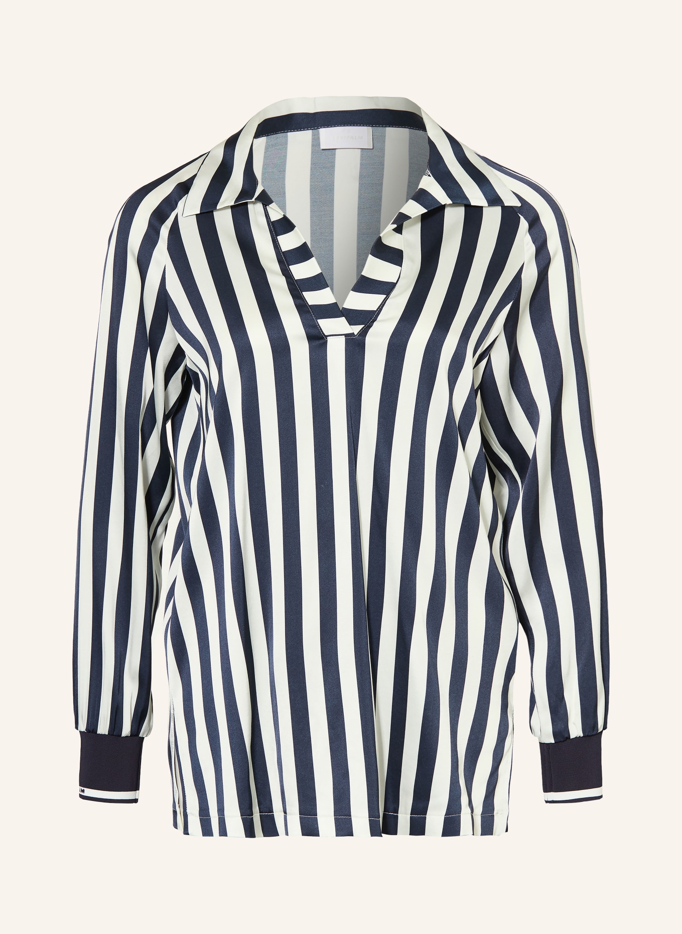 SPORTALM Satin blouse shirt: DARK BLUE / WHITE