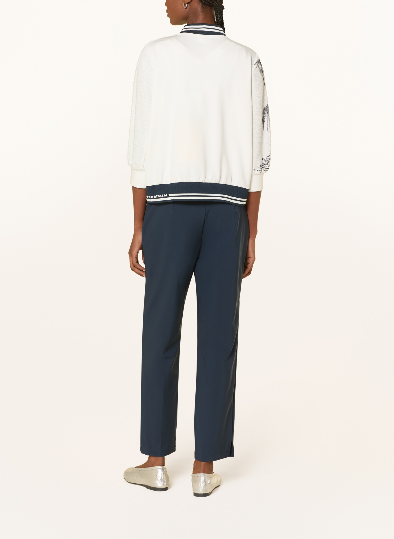 SPORTALM Blouson im Materialmix mit 3/4-Arm: CREME / DUNKELBLAU