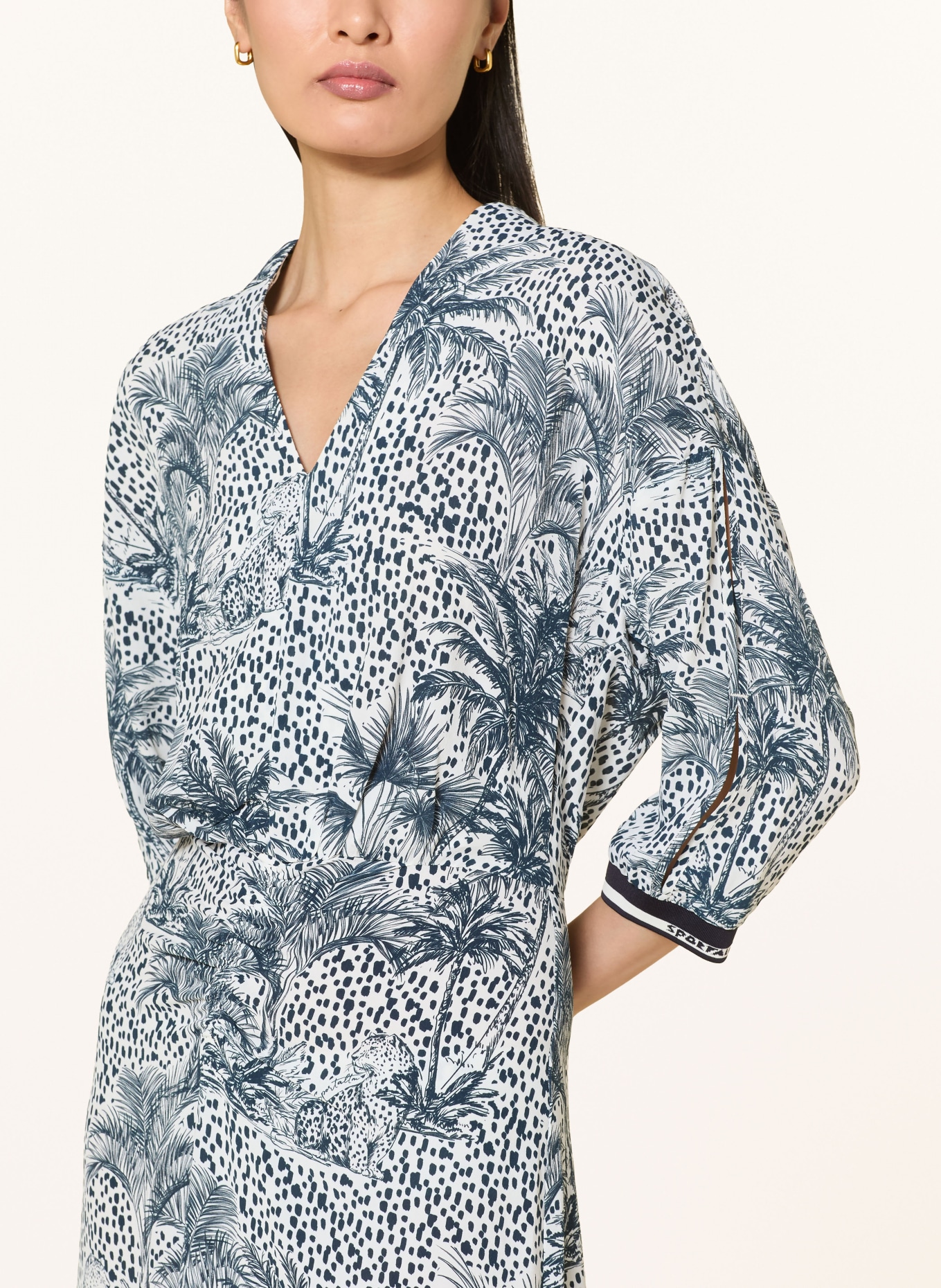 SPORTALM Kleid mit 3/4-Arm: ECRU / DUNKELBLAU