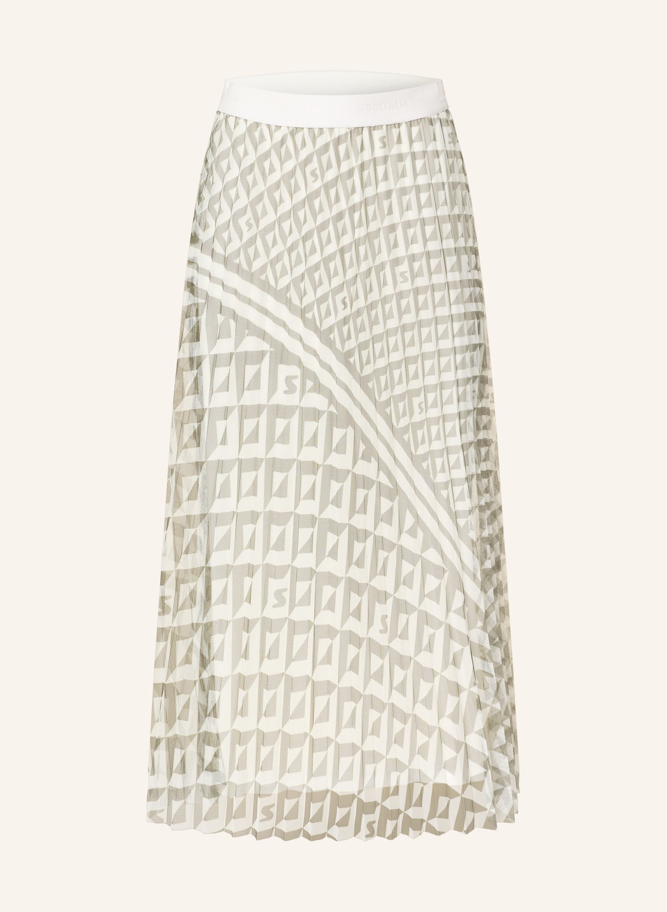 SPORTALM Plissérok van mesh: CRÈME / OLIJF