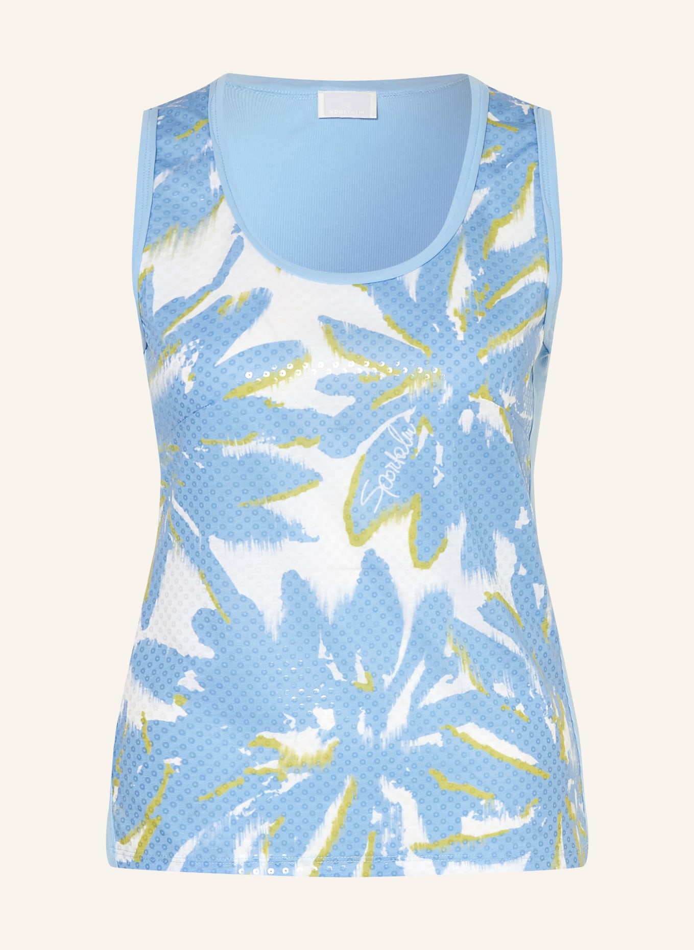 SPORTALM Top EMOTION met pailletten: LICHTBLAUW / NEONGROEN / WIT