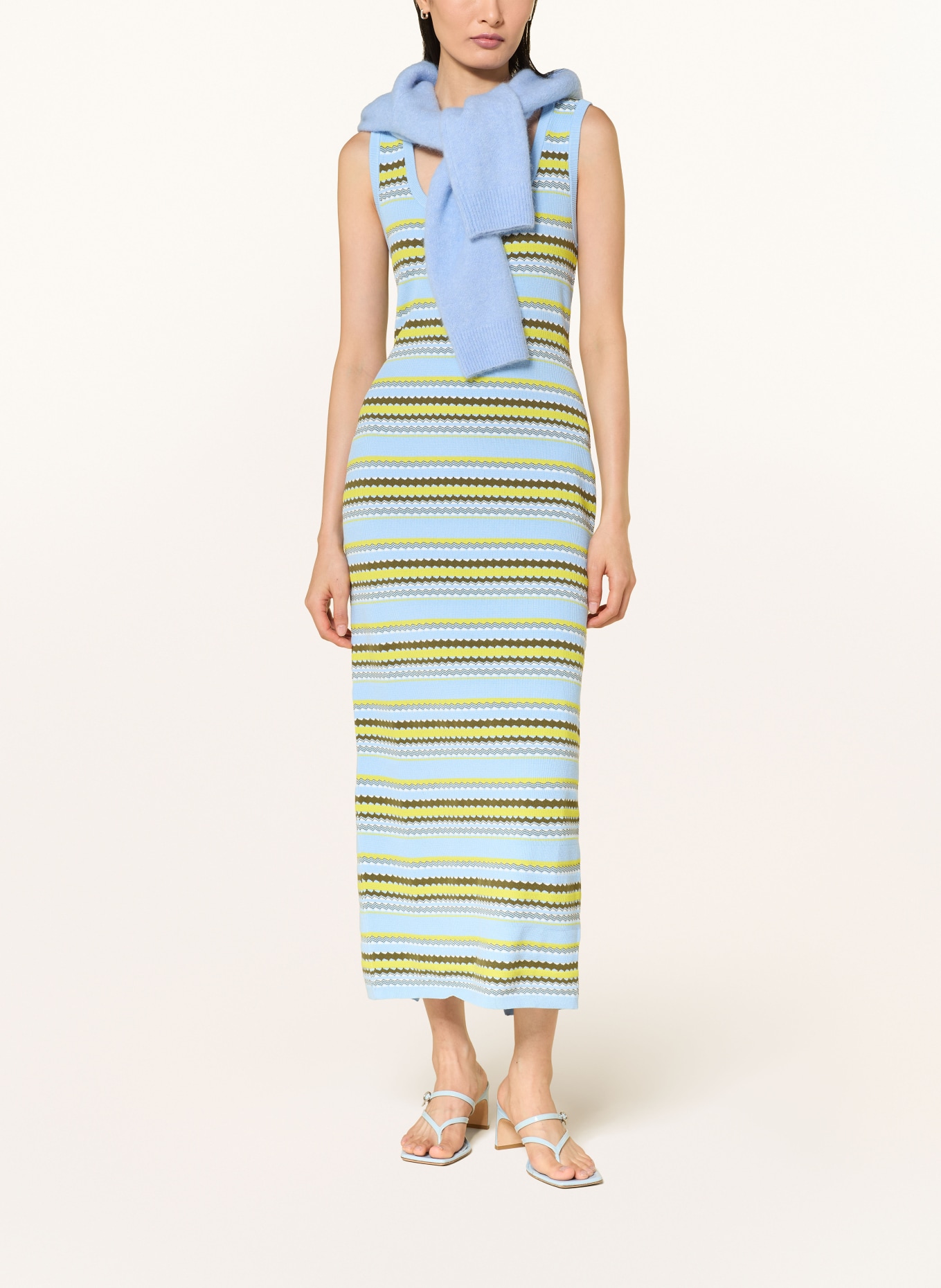 SPORTALM Gebreide jurk: LICHTBLAUW / OLIJF / WIT