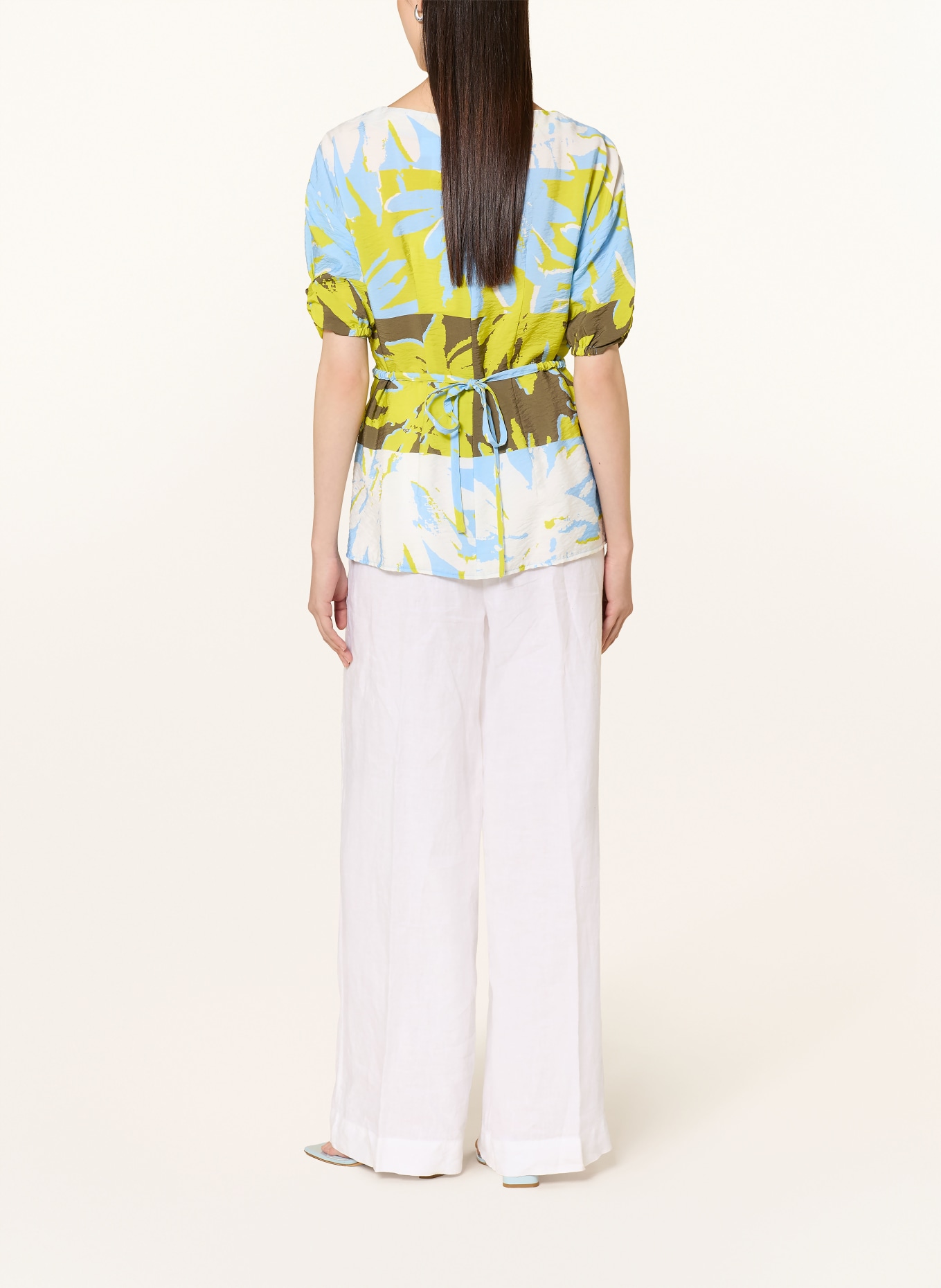 SPORTALM blouse: WIT / NEONGROEN / LICHTBLAUW