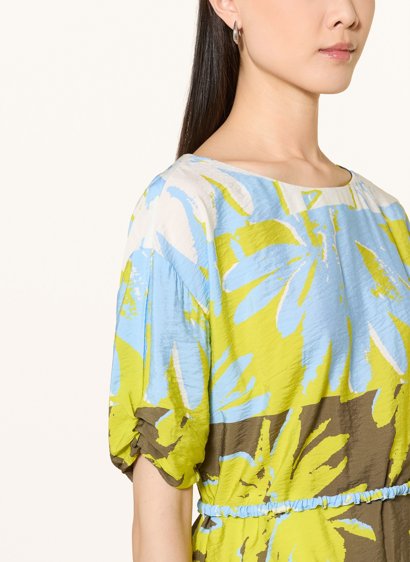 SPORTALM blouse: WIT / NEONGROEN / LICHTBLAUW