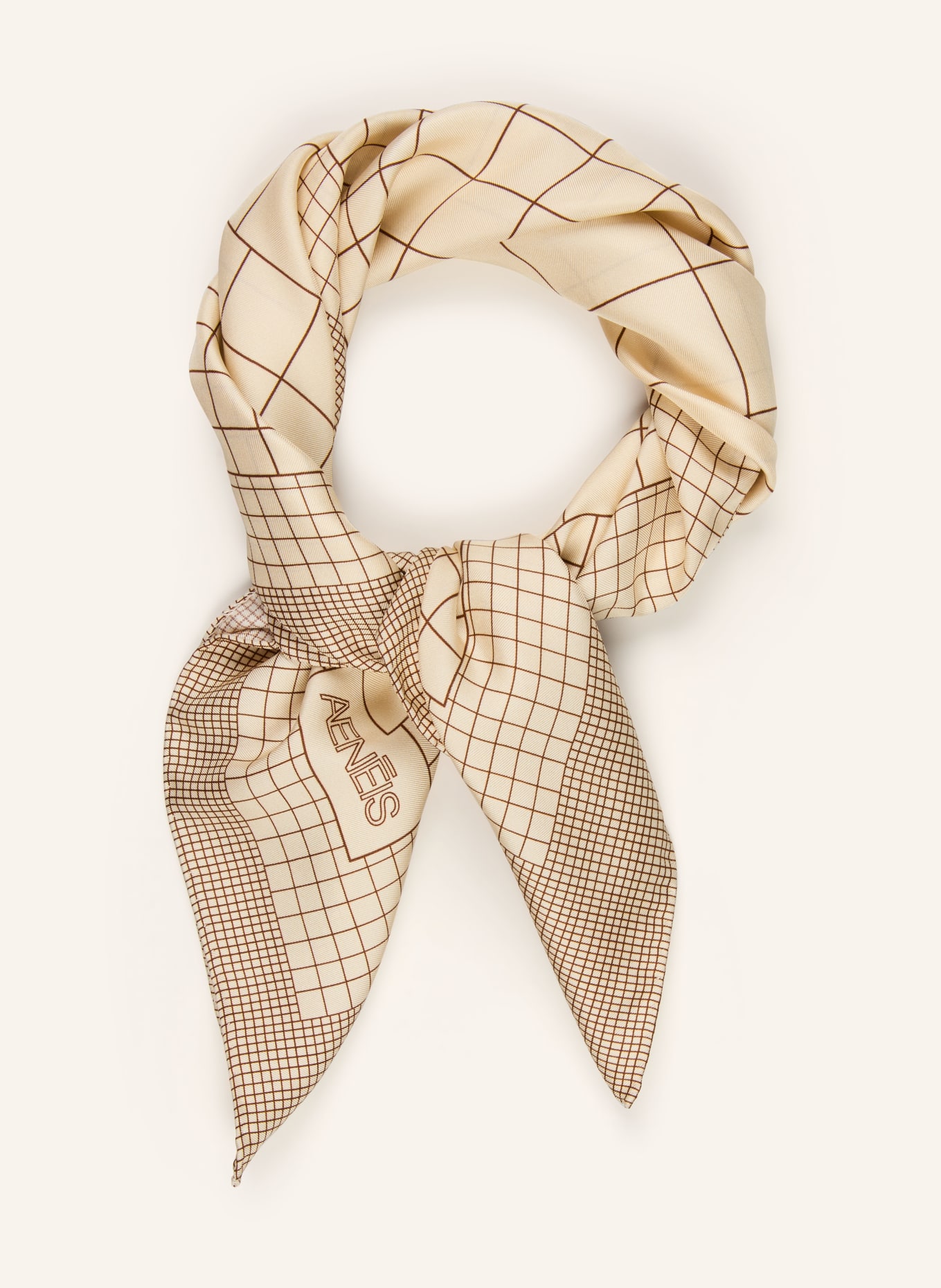 AENEIS jedwabna chustka: BEŻOWY / BRĄZOWY