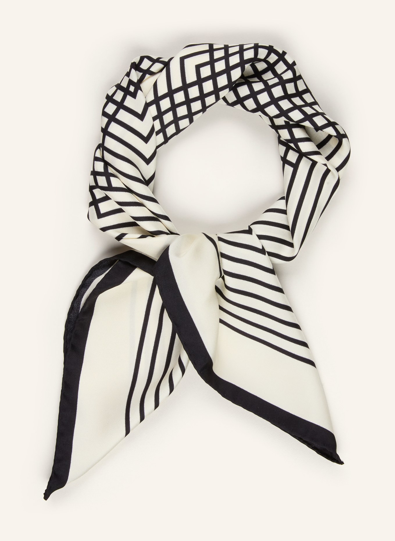 AENEIS jedwabna chustka: KREMOWY / CZARNY