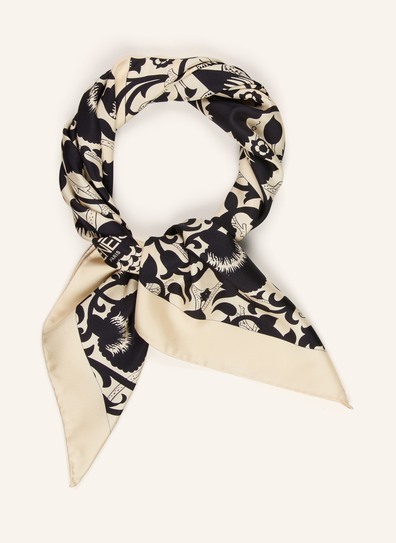 AENEIS jedwabna chustka: CZARNY / BEŻOWY