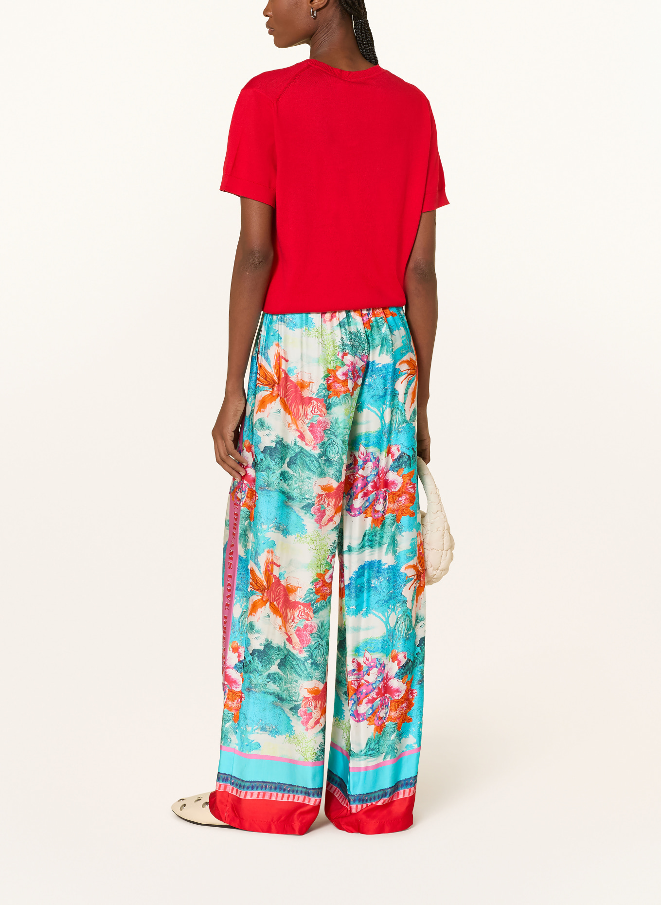 miss goodlife Satin wide-leg pants: TURQUOISE / PINK / RED