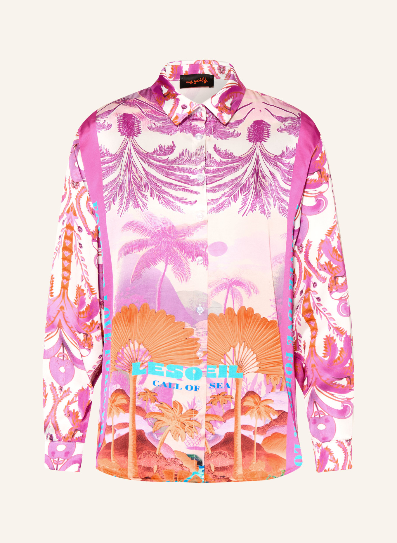 miss goodlife Hemdbluse aus Satin: FUCHSIA / ORANGE / WEISS