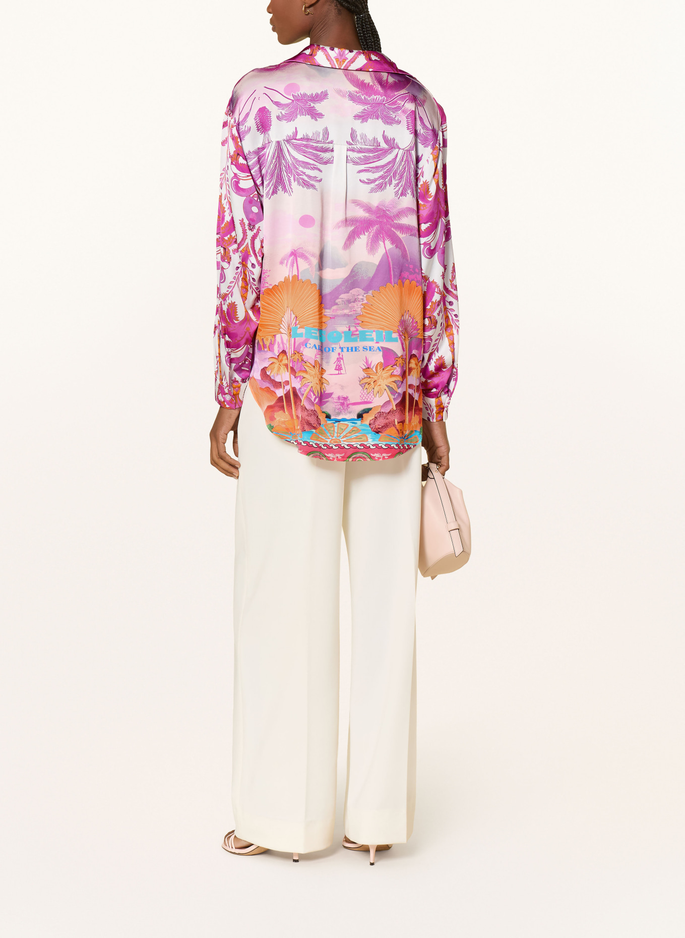 miss goodlife Hemdbluse aus Satin: FUCHSIA / ORANGE / WEISS