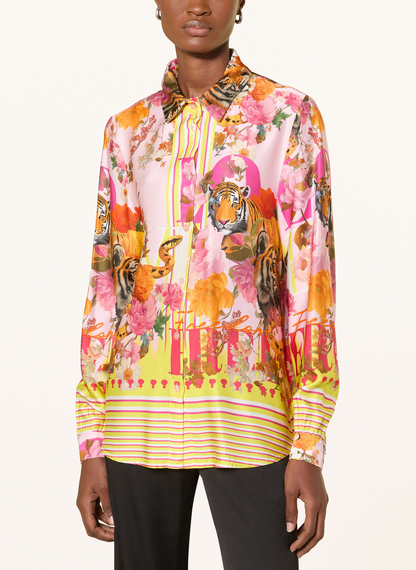 miss goodlife Satinová košile: RŮŽOVÁ / RŮŽOVÁ / ŽLUTÁ