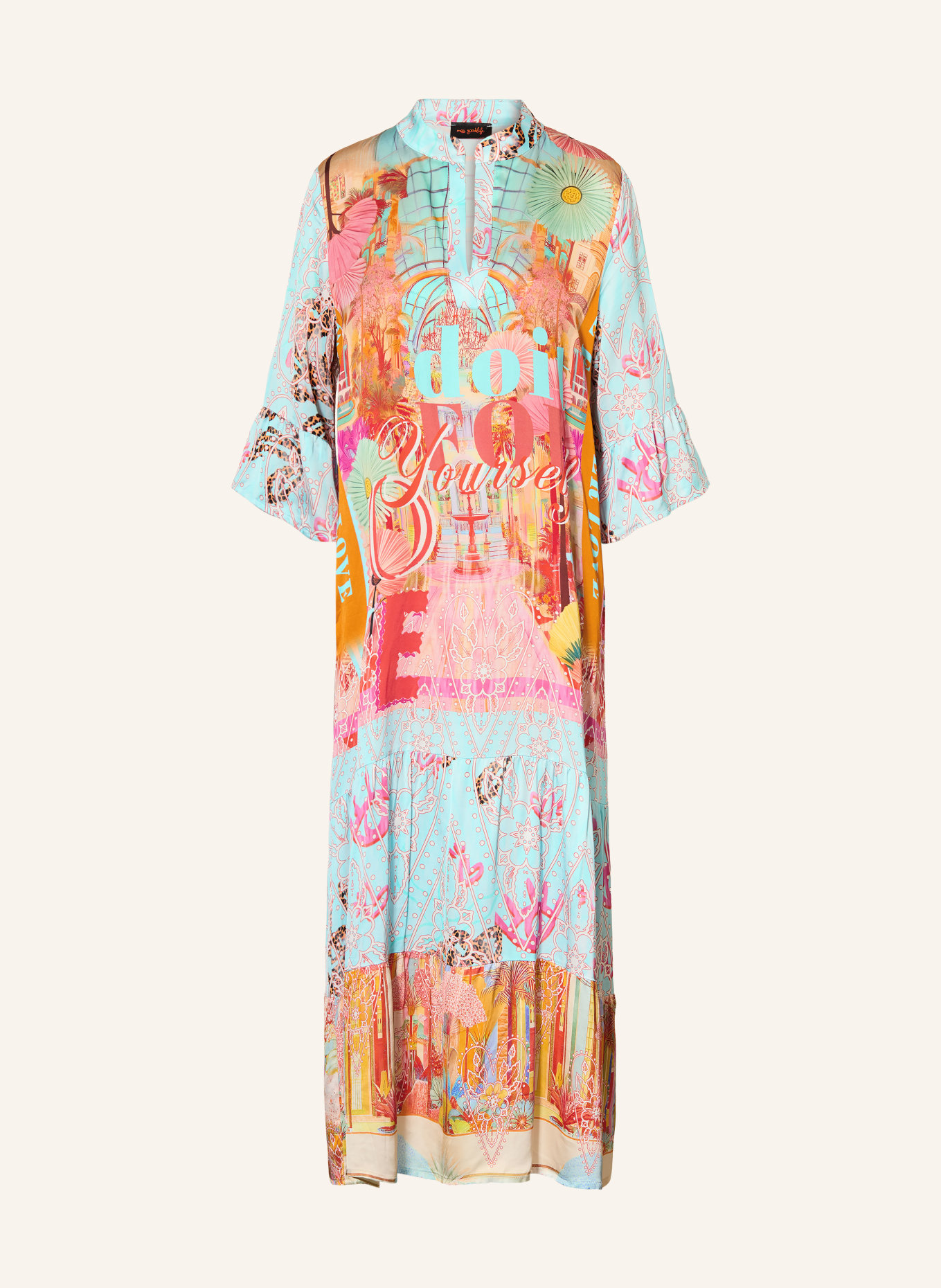 miss goodlife Robe en satin à manches 3/4: ORANGE / ROUGE / TURQUOISE