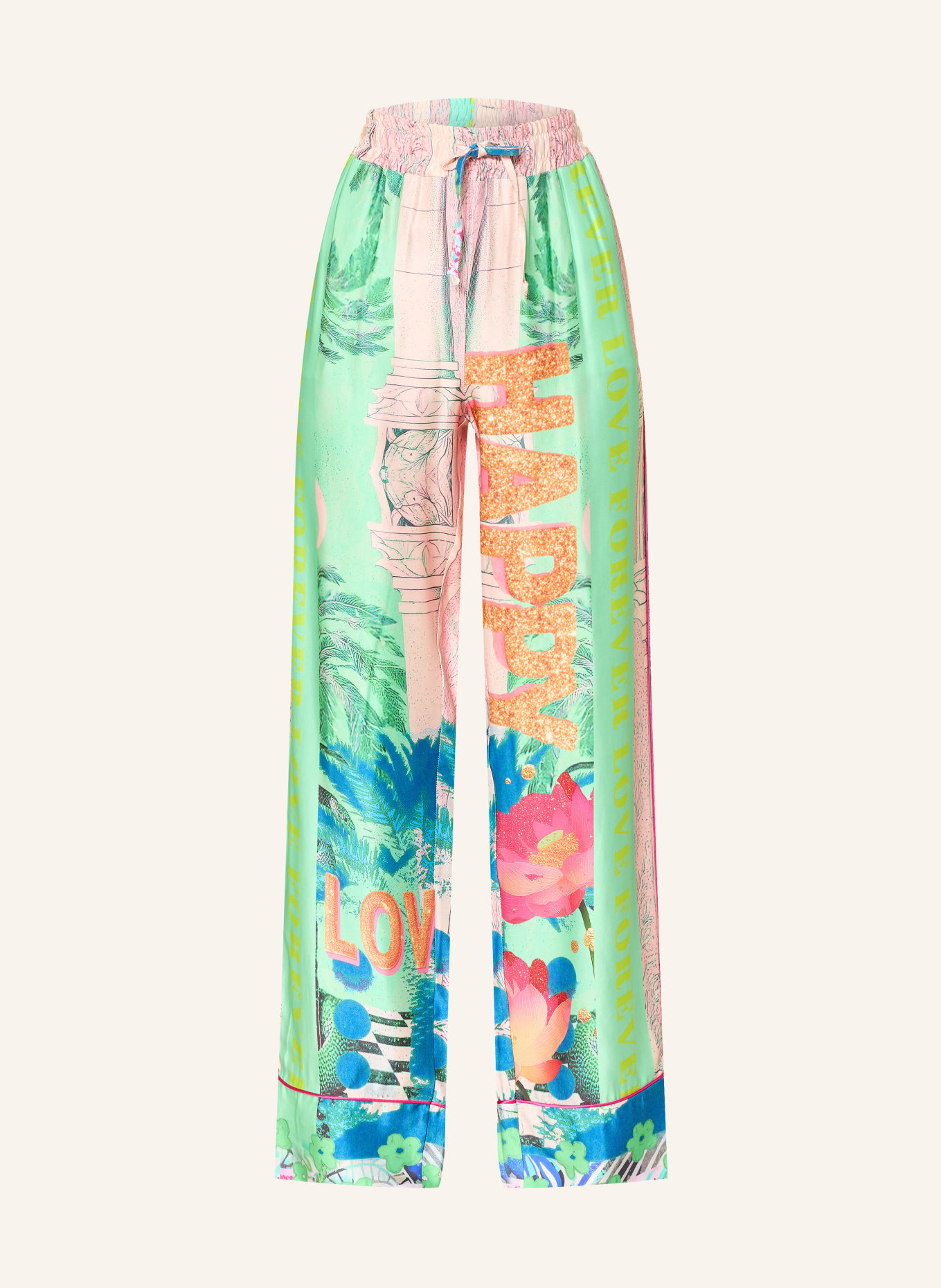 miss goodlife Satin pants LOVE PALACE: LIGHT PINK / NEON YELLOW / MINT