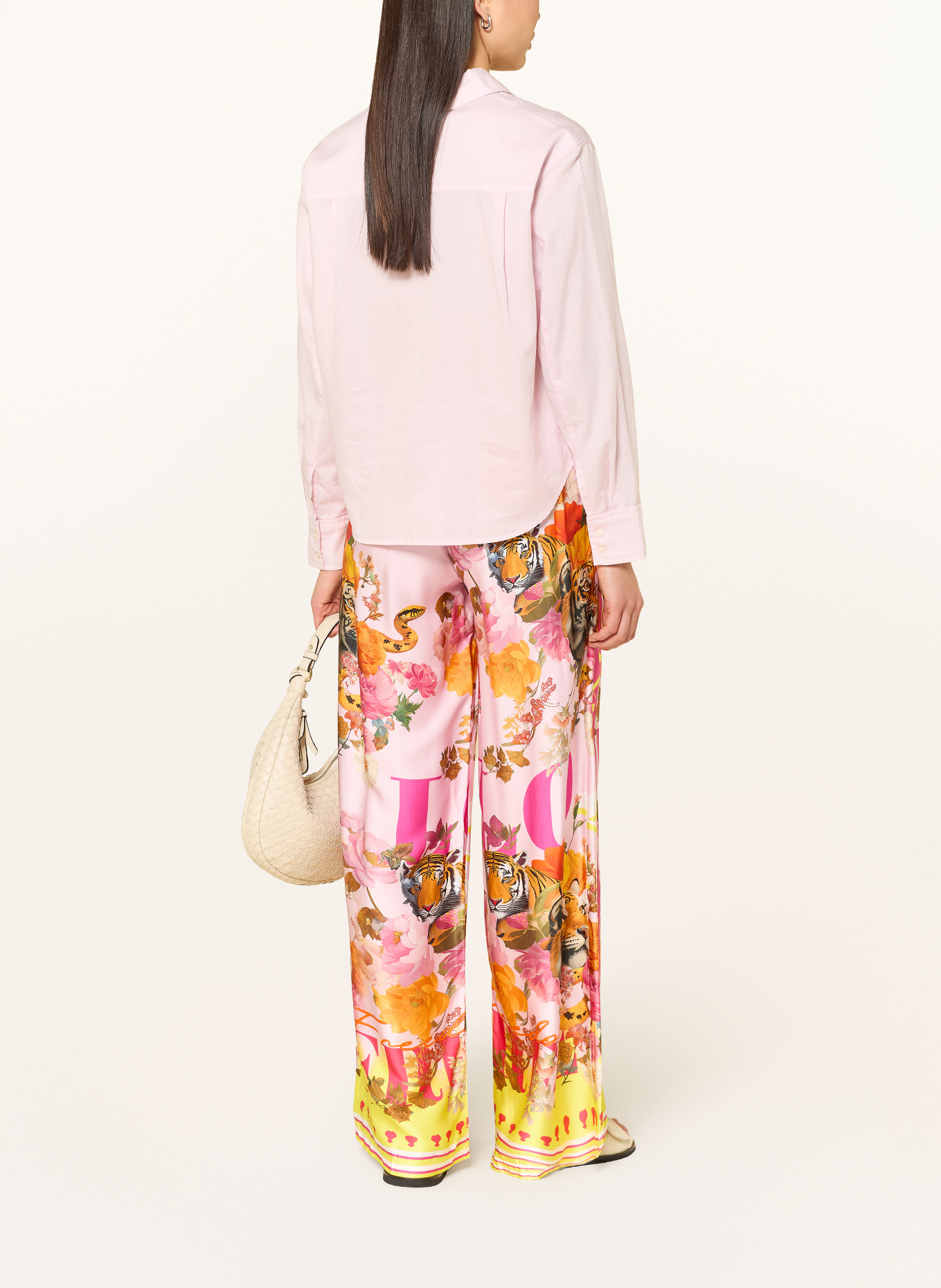 miss goodlife Marlenhose aus Satin: HELLROSA / PINK / GELB