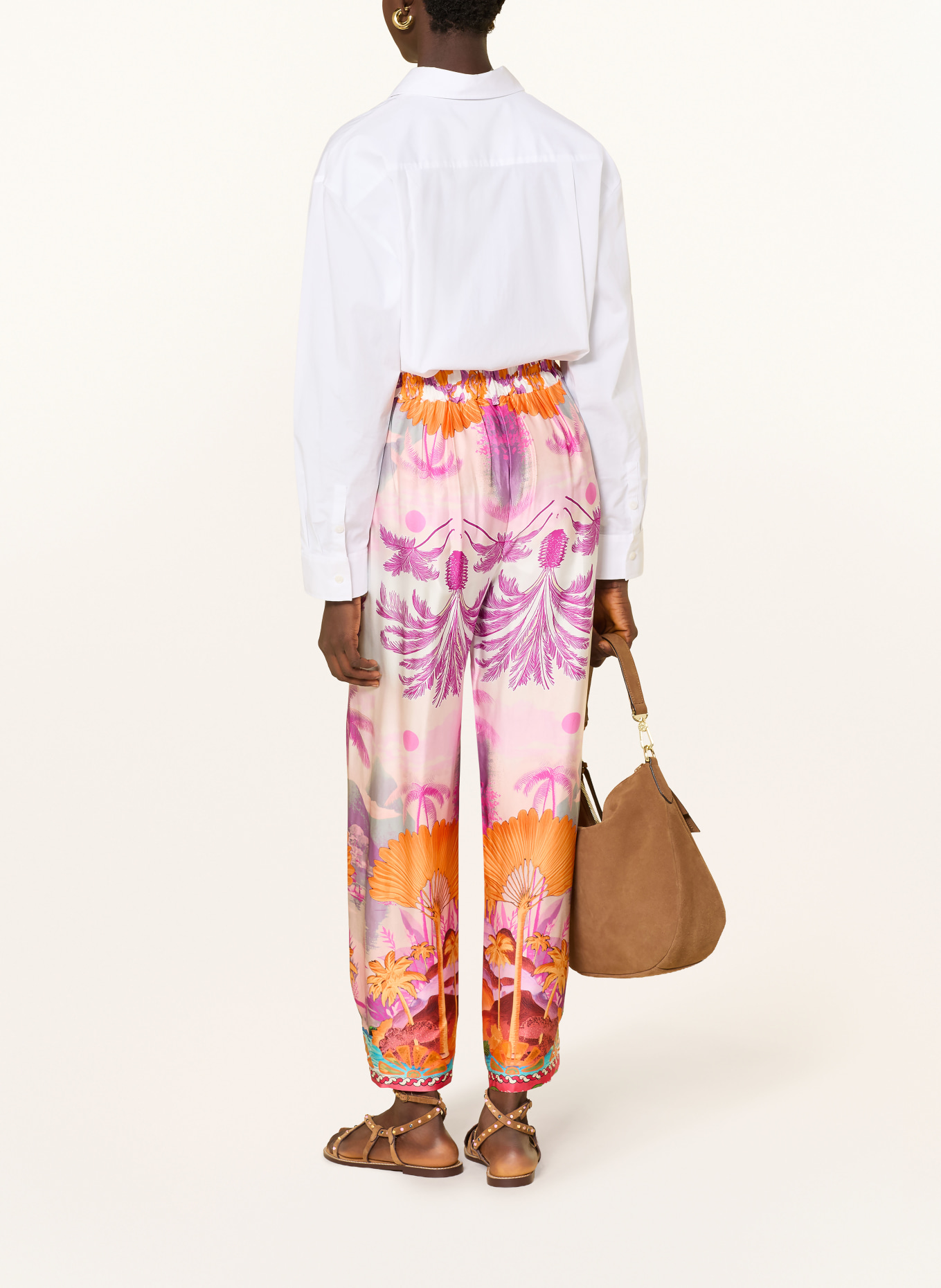 miss goodlife Satin wide-leg pants: PINK / ORANGE / TURQUOISE