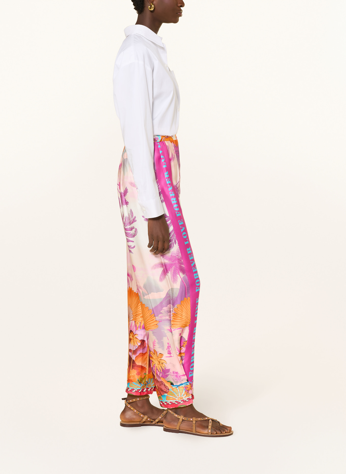 miss goodlife Satin wide-leg pants: PINK / ORANGE / TURQUOISE