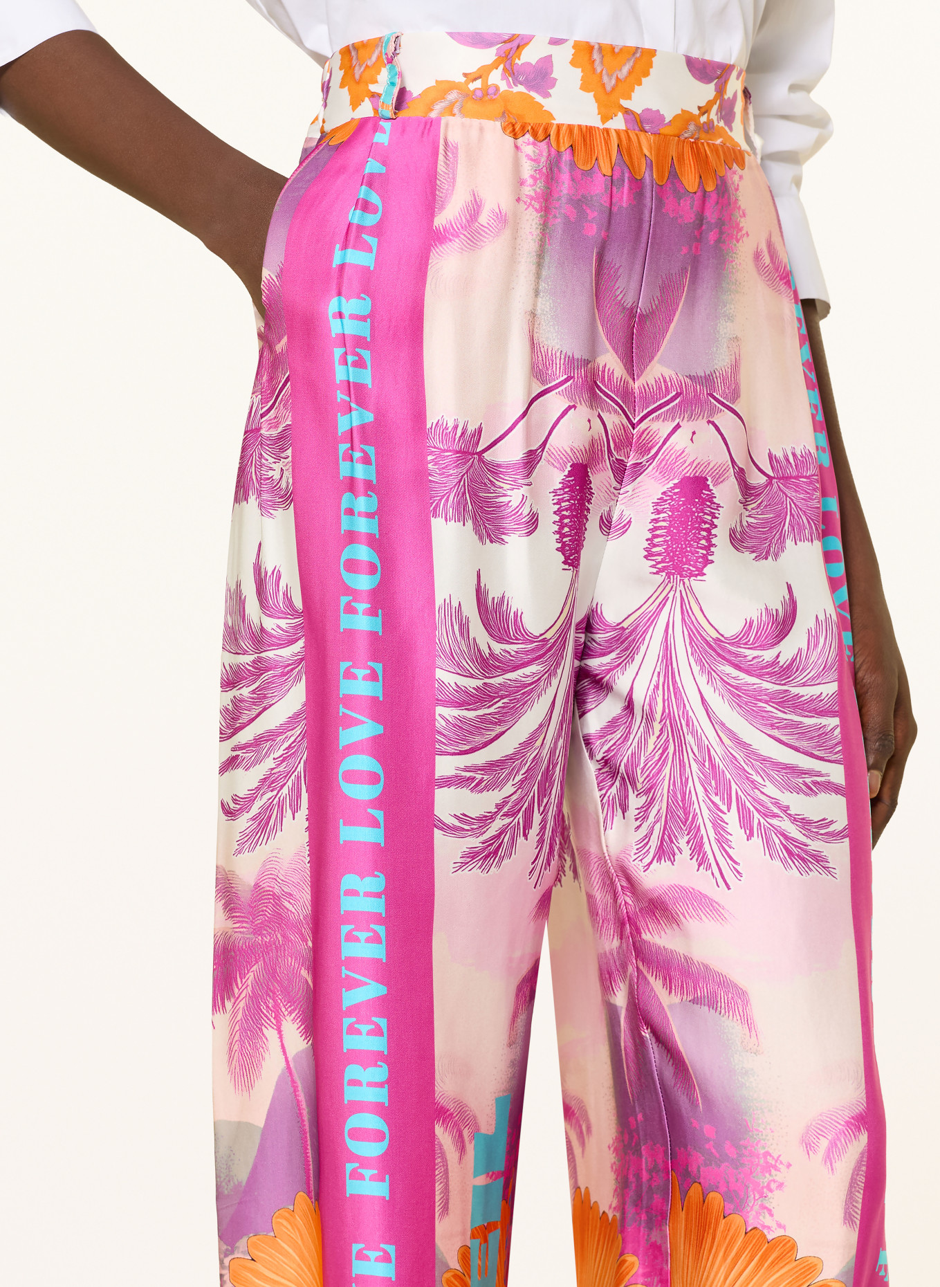 miss goodlife Satin wide-leg pants: PINK / ORANGE / TURQUOISE