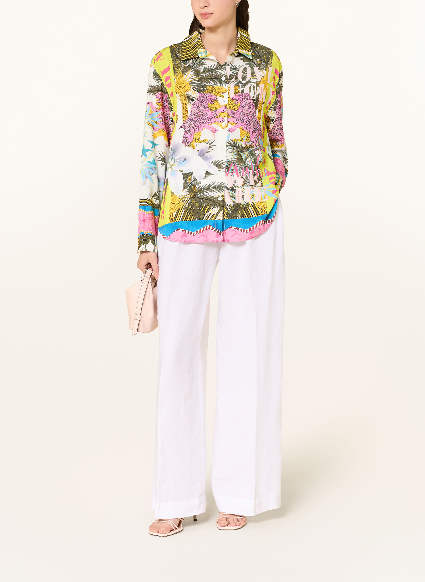 miss goodlife Hemdbluse VIVA LA JUNGLE: CREME / ROSA / GRÜN
