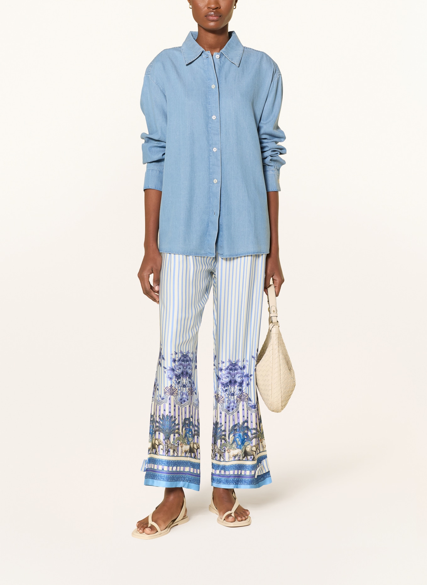 miss goodlife Marlenehose aus Satin: BLAU / LILA / WEISS