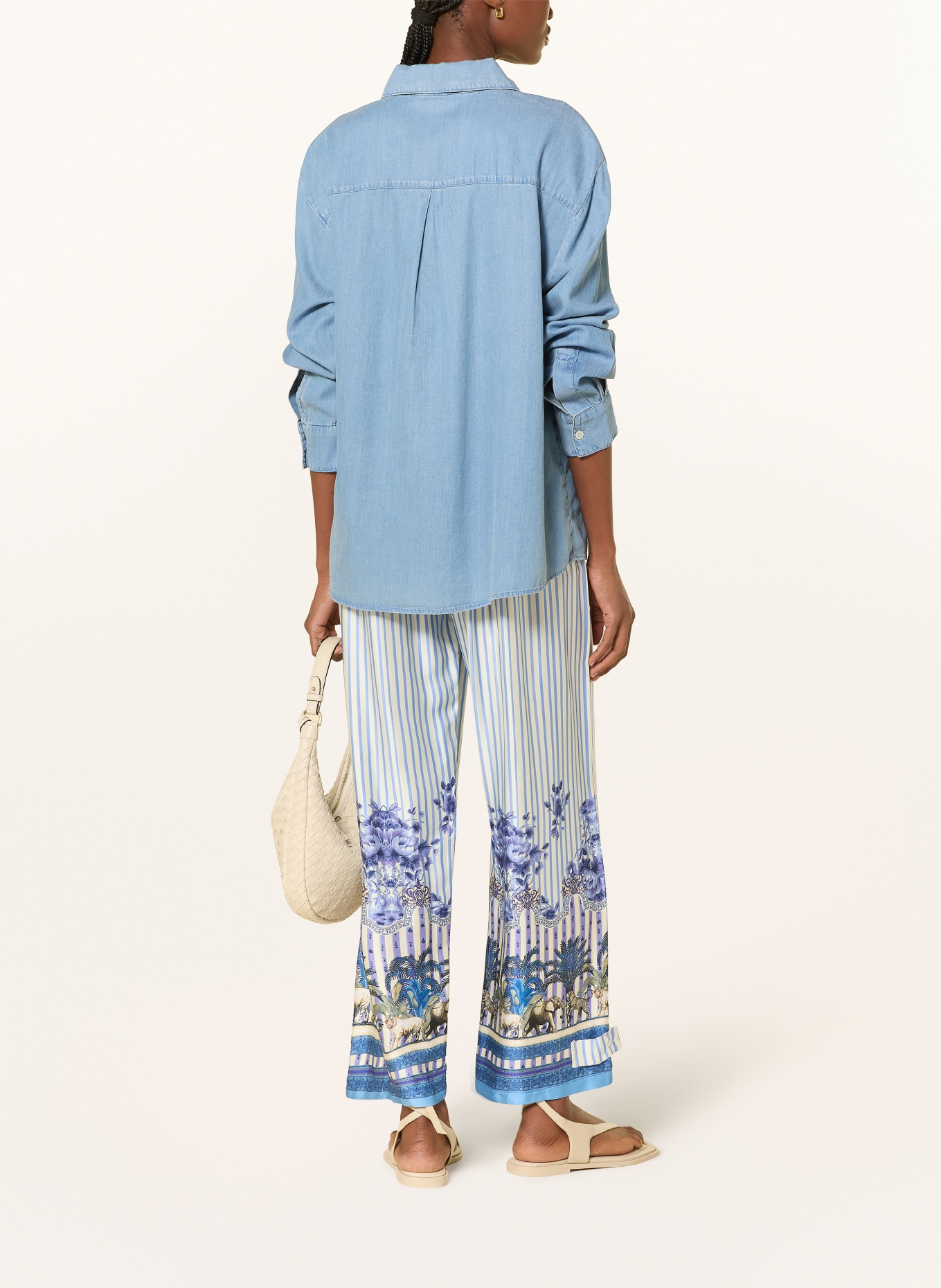 miss goodlife Marlenehose aus Satin: BLAU / LILA / WEISS