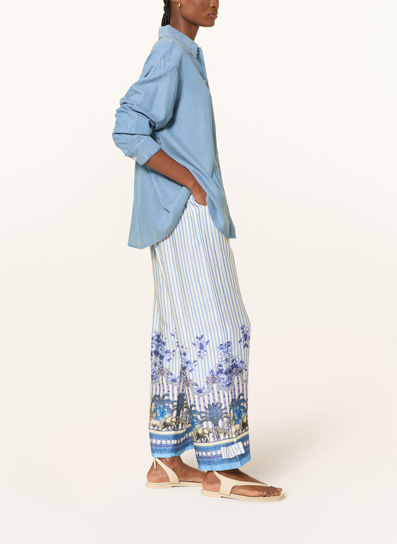 miss goodlife Marlenehose aus Satin: BLAU / LILA / WEISS