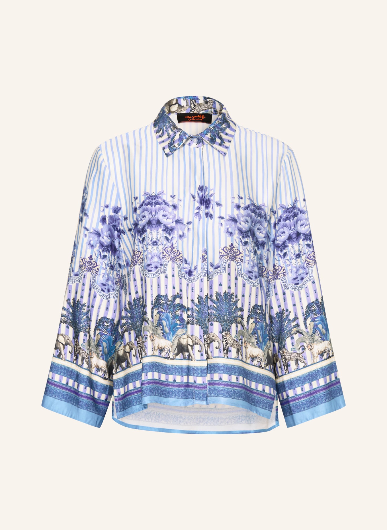 miss goodlife Satin blouse: WHITE / GRAY / BLUE