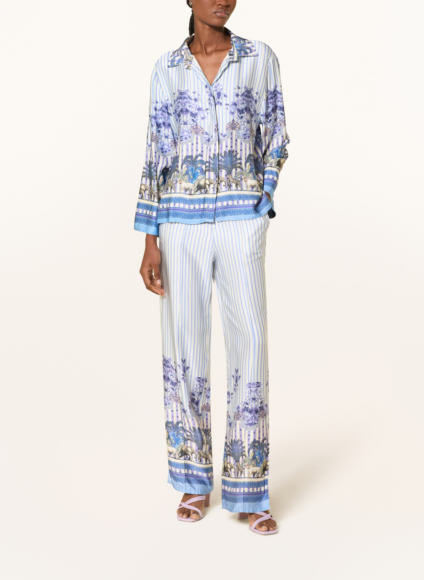 miss goodlife Satin blouse: WHITE / GRAY / BLUE