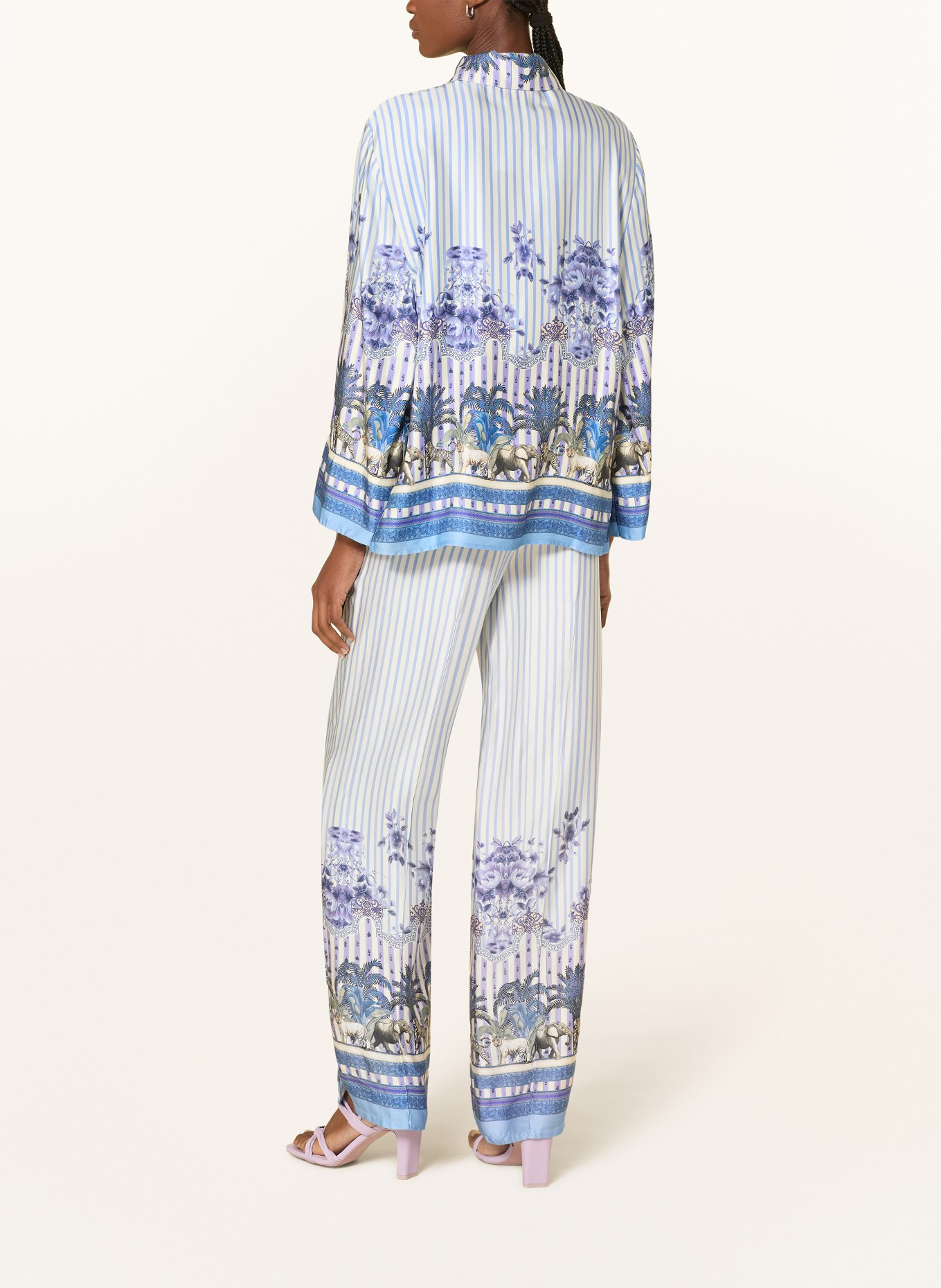 miss goodlife Satin blouse: WHITE / GRAY / BLUE