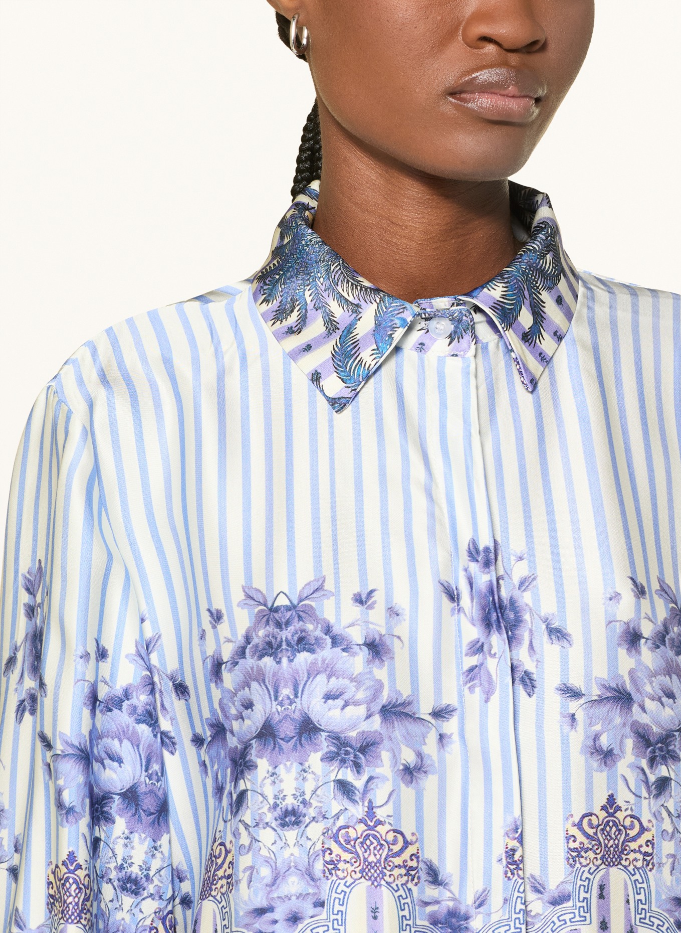 miss goodlife Satin blouse: WHITE / GRAY / BLUE