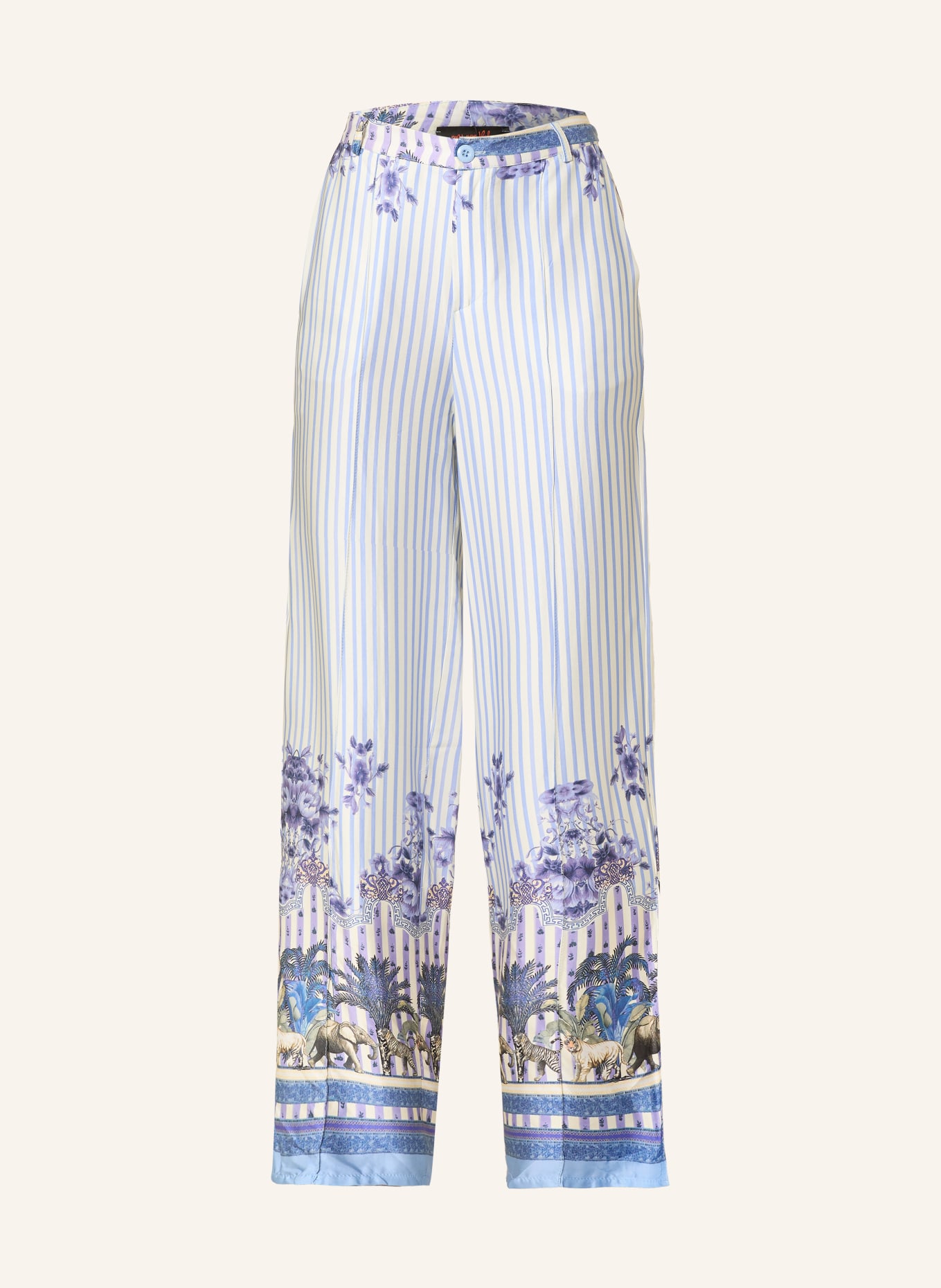 miss goodlife Spodnie z satyny: JASNONIEBIESKI / ECRU / LILA