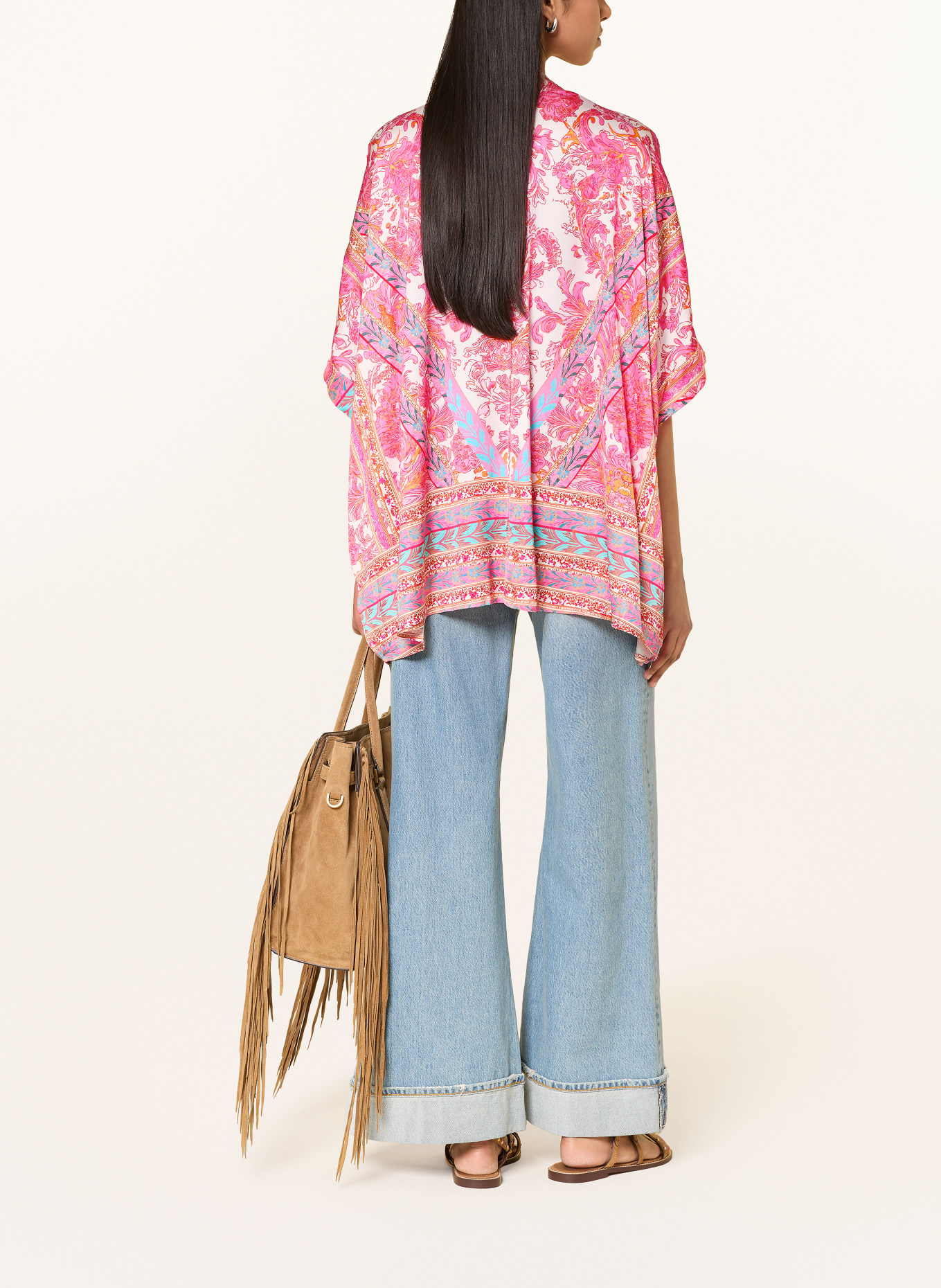 miss goodlife Bluzka z satyny: MOCNORÓŻOWY / KREMOWY / JASKRAWY NIEBIESKI