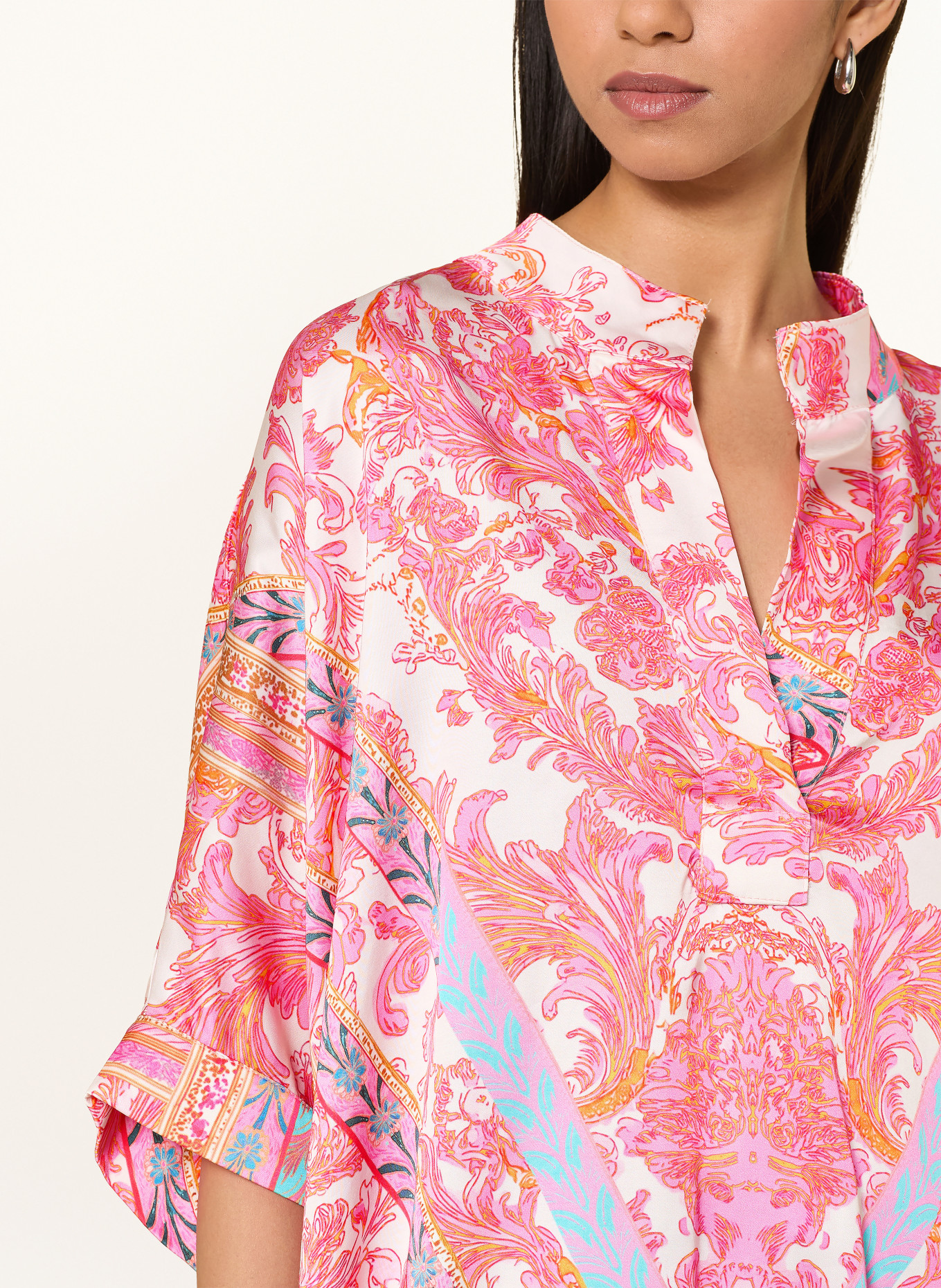 miss goodlife Bluzka z satyny: MOCNORÓŻOWY / KREMOWY / JASKRAWY NIEBIESKI