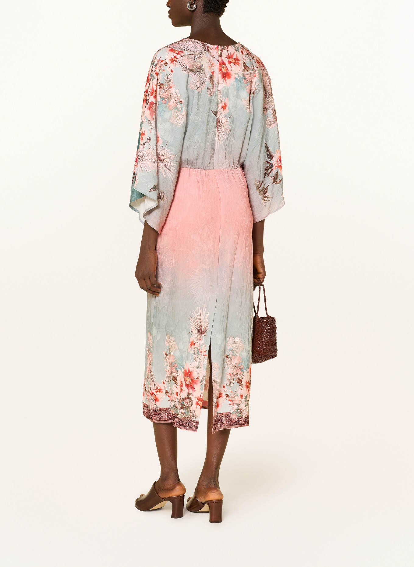 miss goodlife Kleid mit 3/4-Arm: PETROL / ROSA / BLAUGRAU