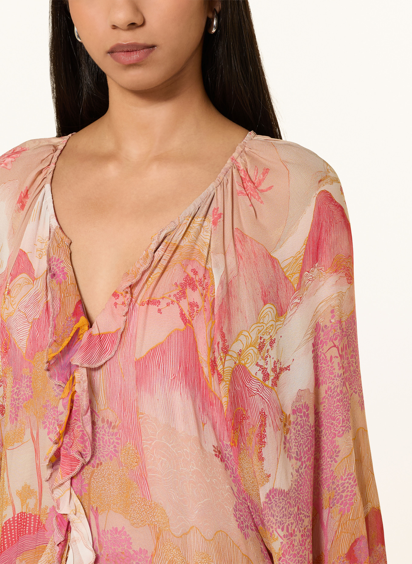 miss goodlife Kleid mit Volants: BEIGE / PINK / ROT