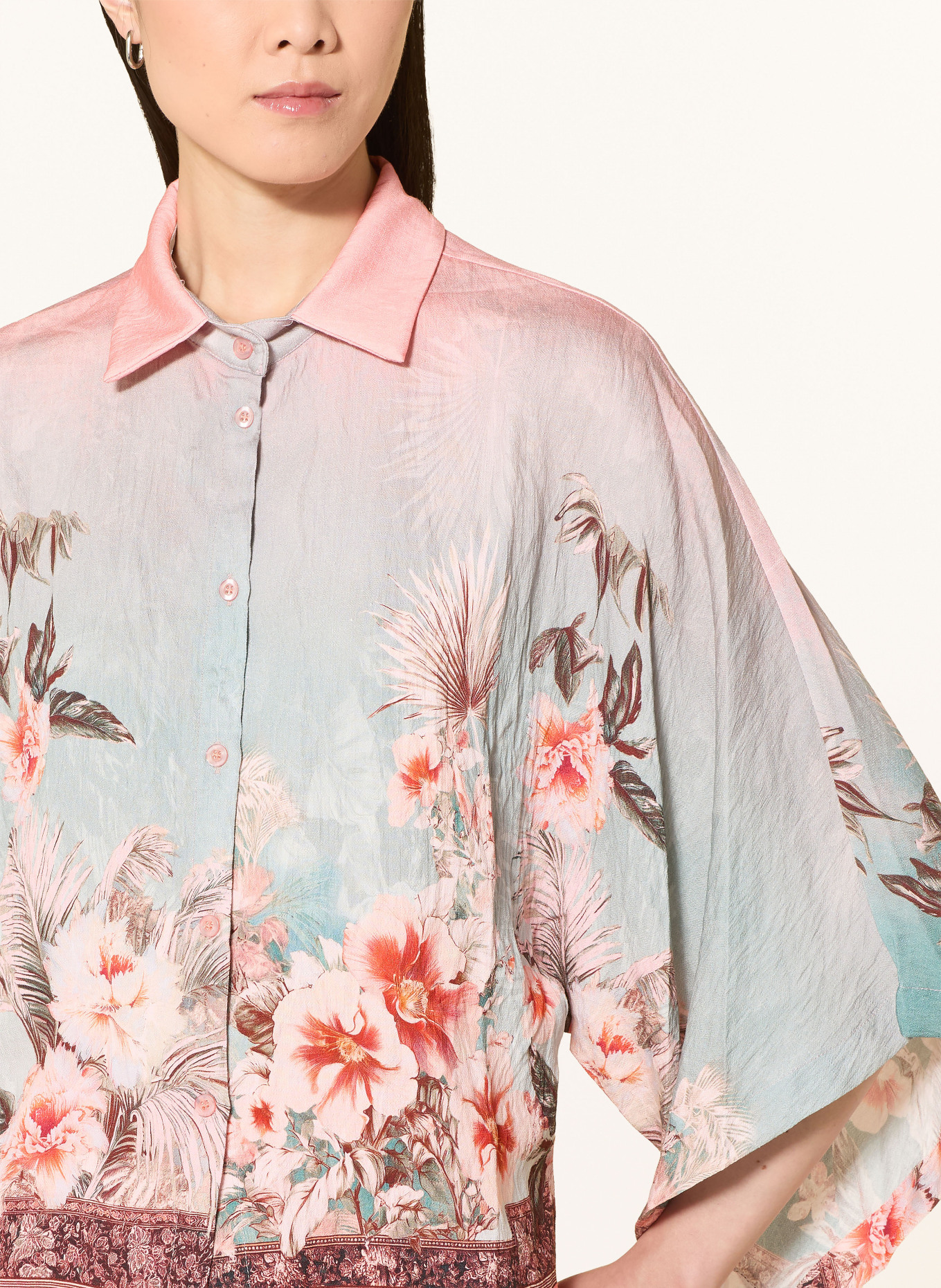 miss goodlife Chemisier à manches 3/4: BLEU CLAIR / ROUGE CLAIR