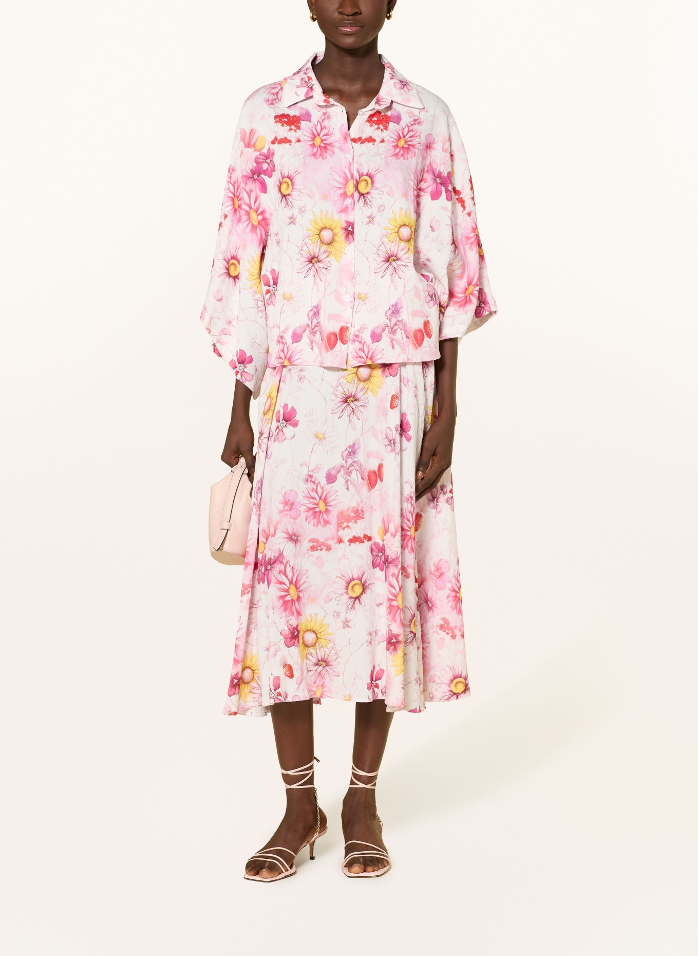 miss goodlife Chemise à manches 3/4: BLANC / ROSE FUCHSIA / JAUNE