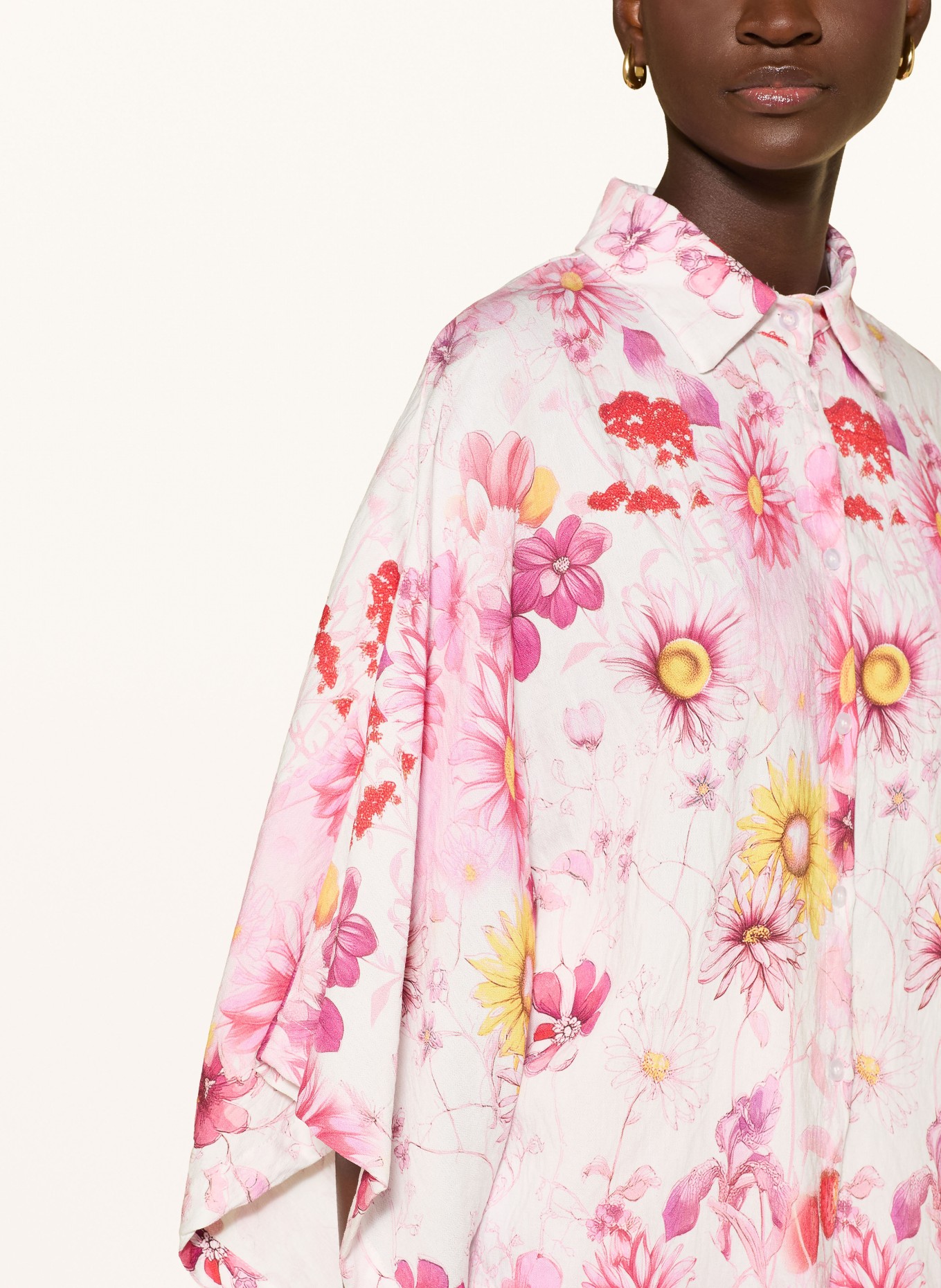 miss goodlife Chemise à manches 3/4: BLANC / ROSE FUCHSIA / JAUNE