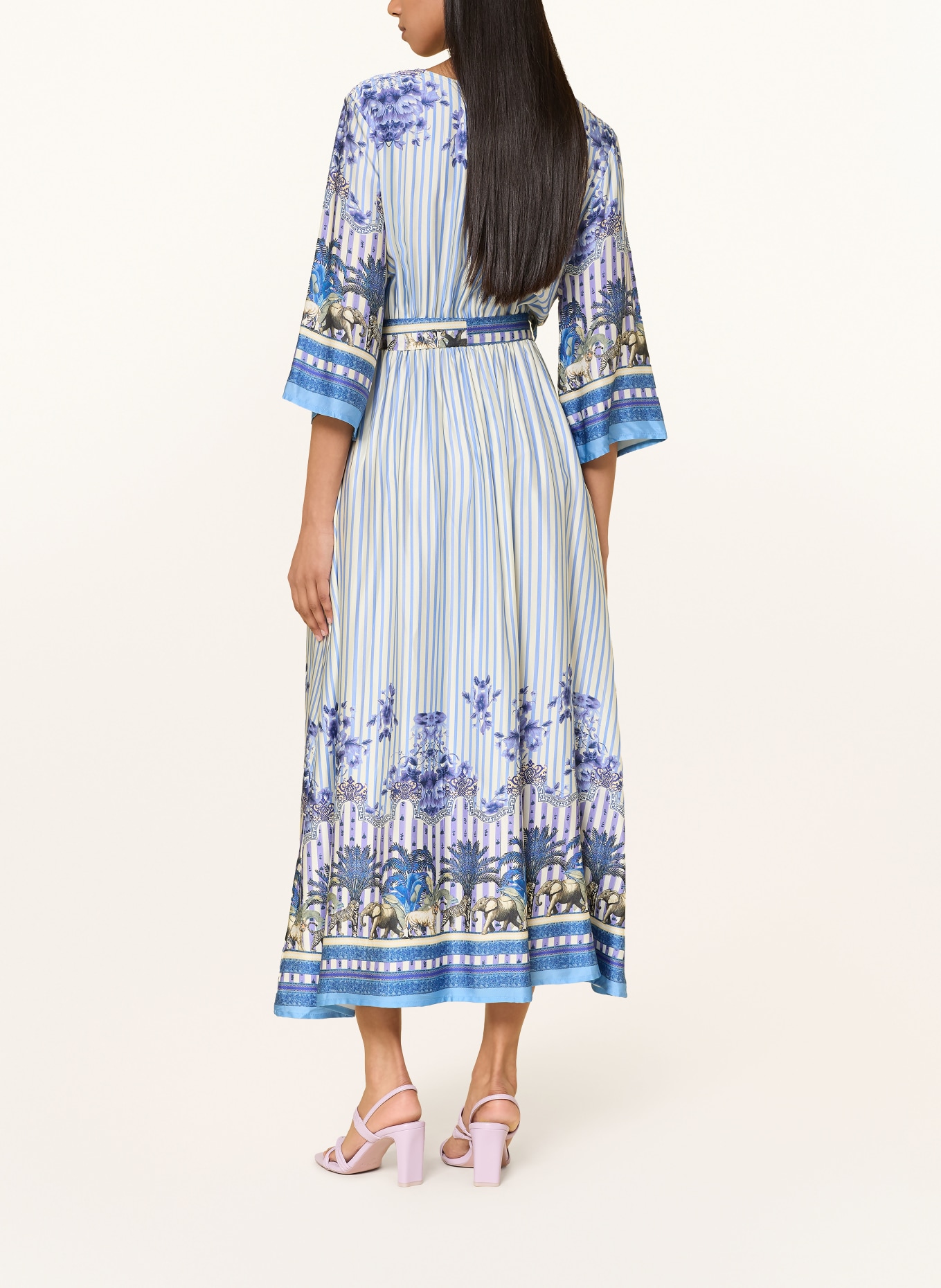 miss goodlife Satijnen jurk met 3/4-mouwen: WIT / PAARS / BLAUW