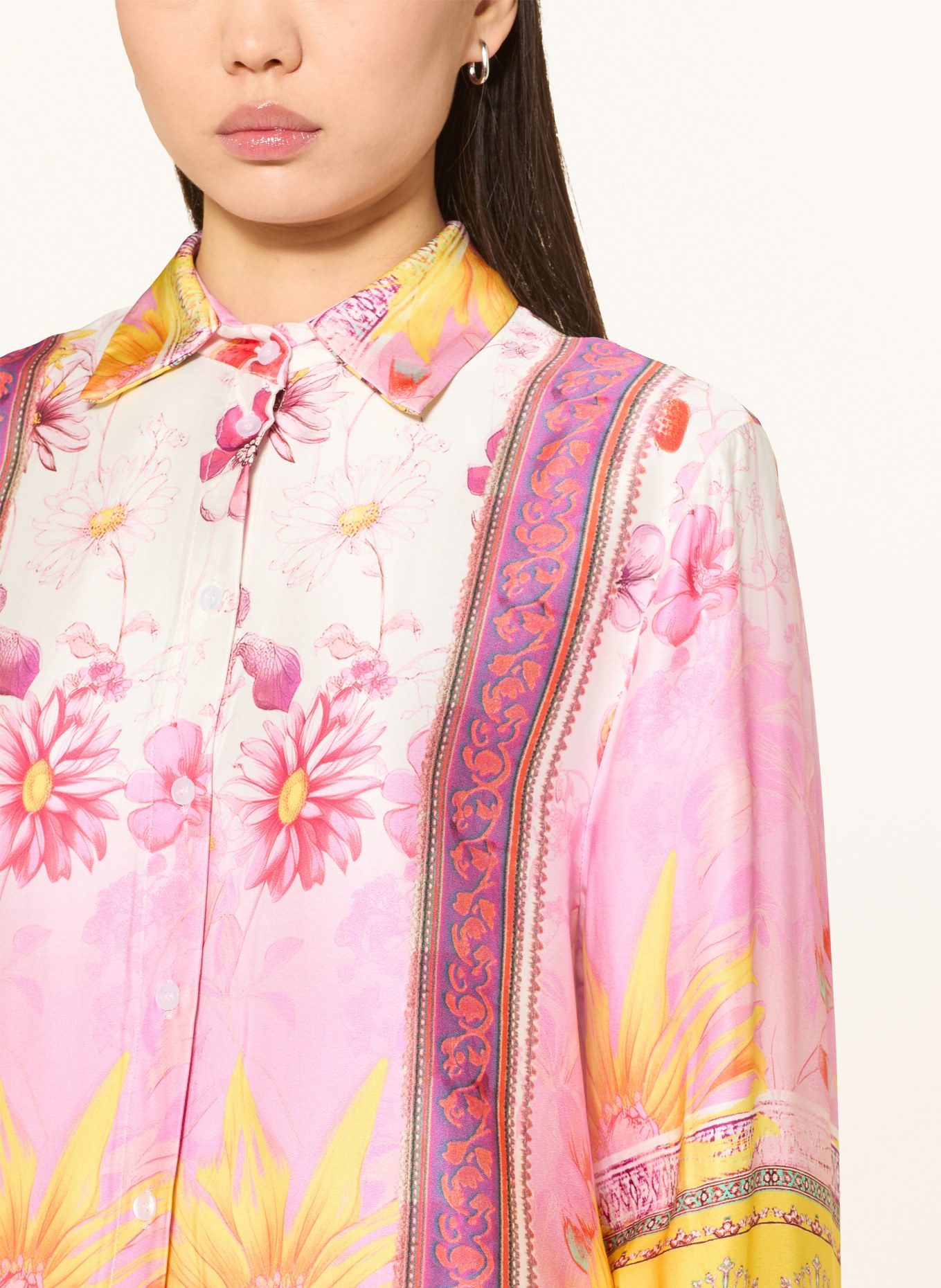 miss goodlife Hembluse WIDE SUNFLOWER en satin: ROSE / ROUGE / JAUNE