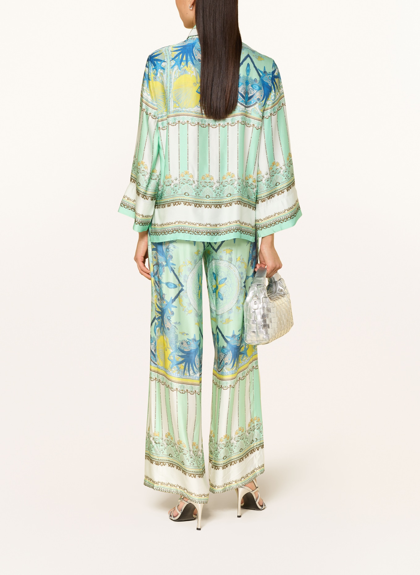 miss goodlife CELESTIEL Satin Shirt Blouse: MINT / YELLOW / WHITE