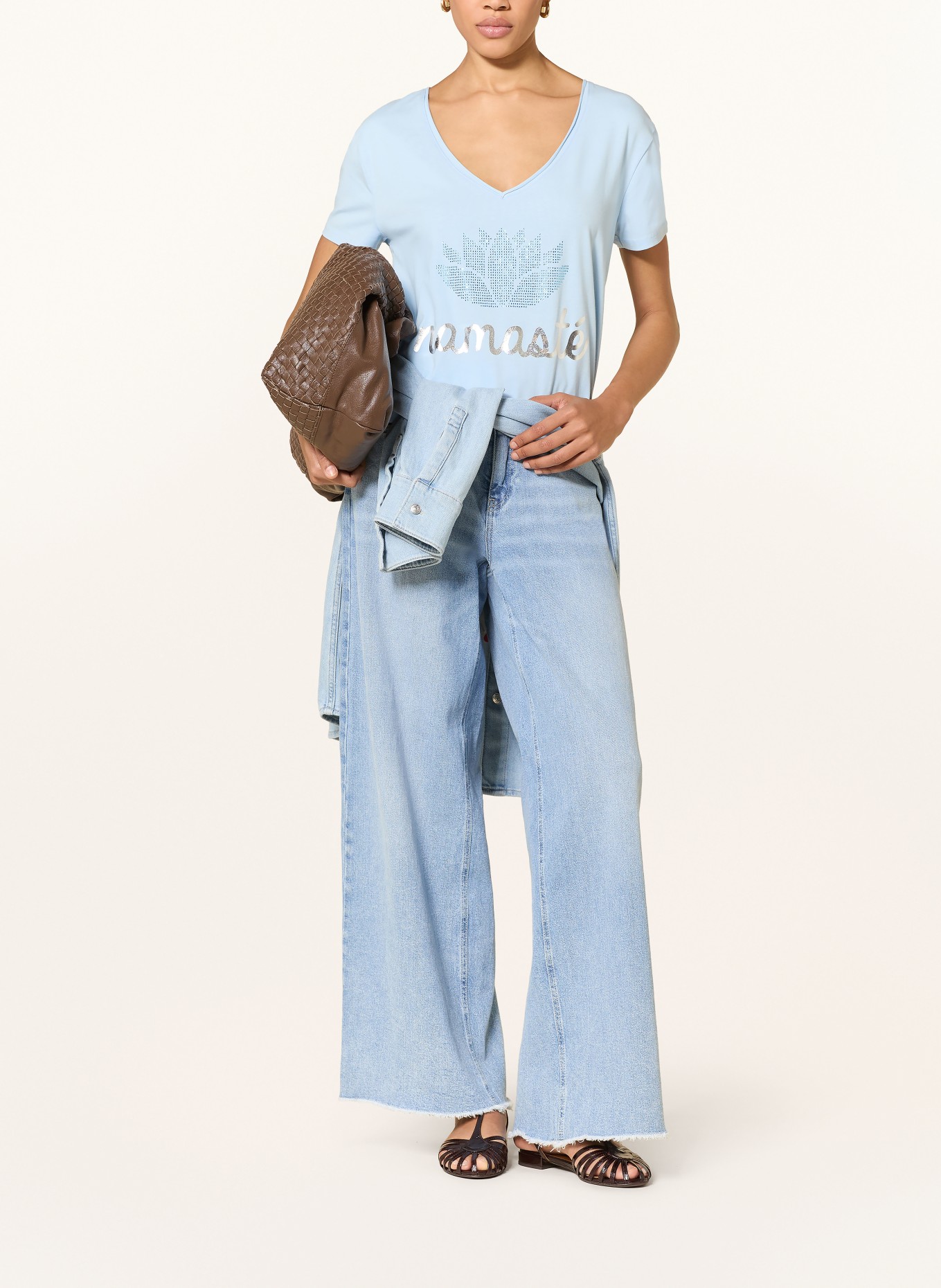 miss goodlife T-shirt met strass-steentjes: LICHTBLAUW / ZILVER