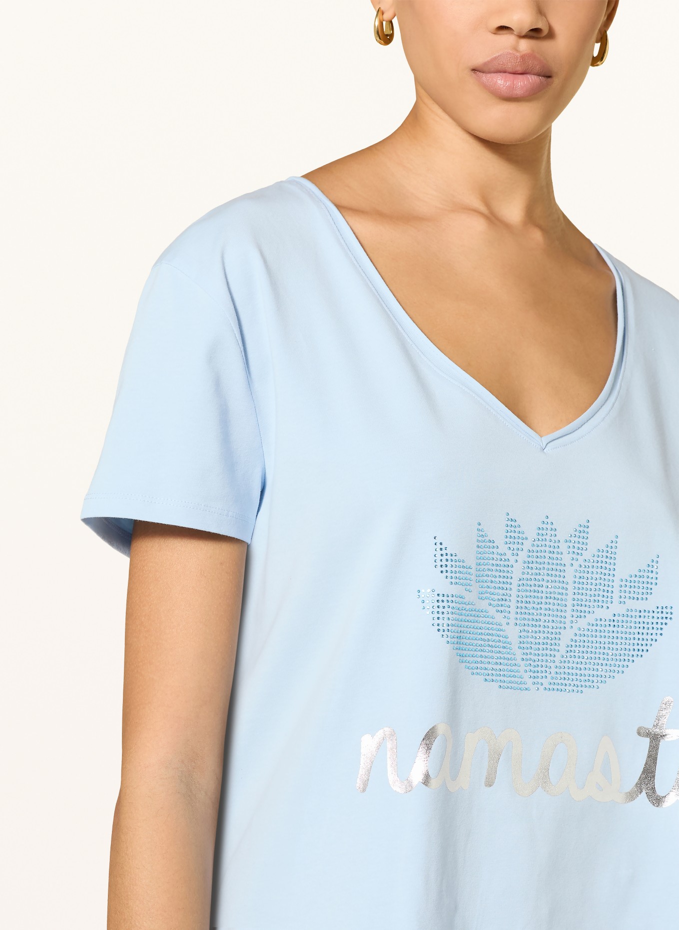 miss goodlife T-shirt met strass-steentjes: LICHTBLAUW / ZILVER