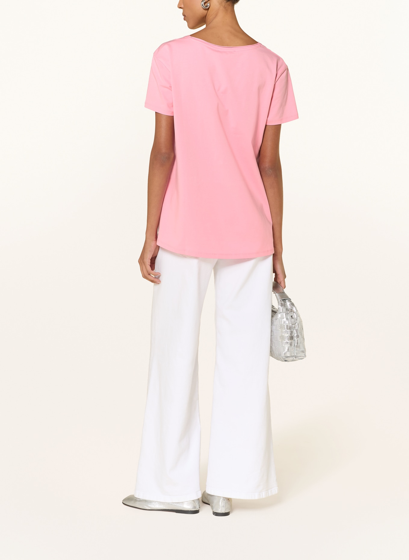 miss goodlife T-shirt NAMASTE met sierstenen: ROZE / NEONORANJE