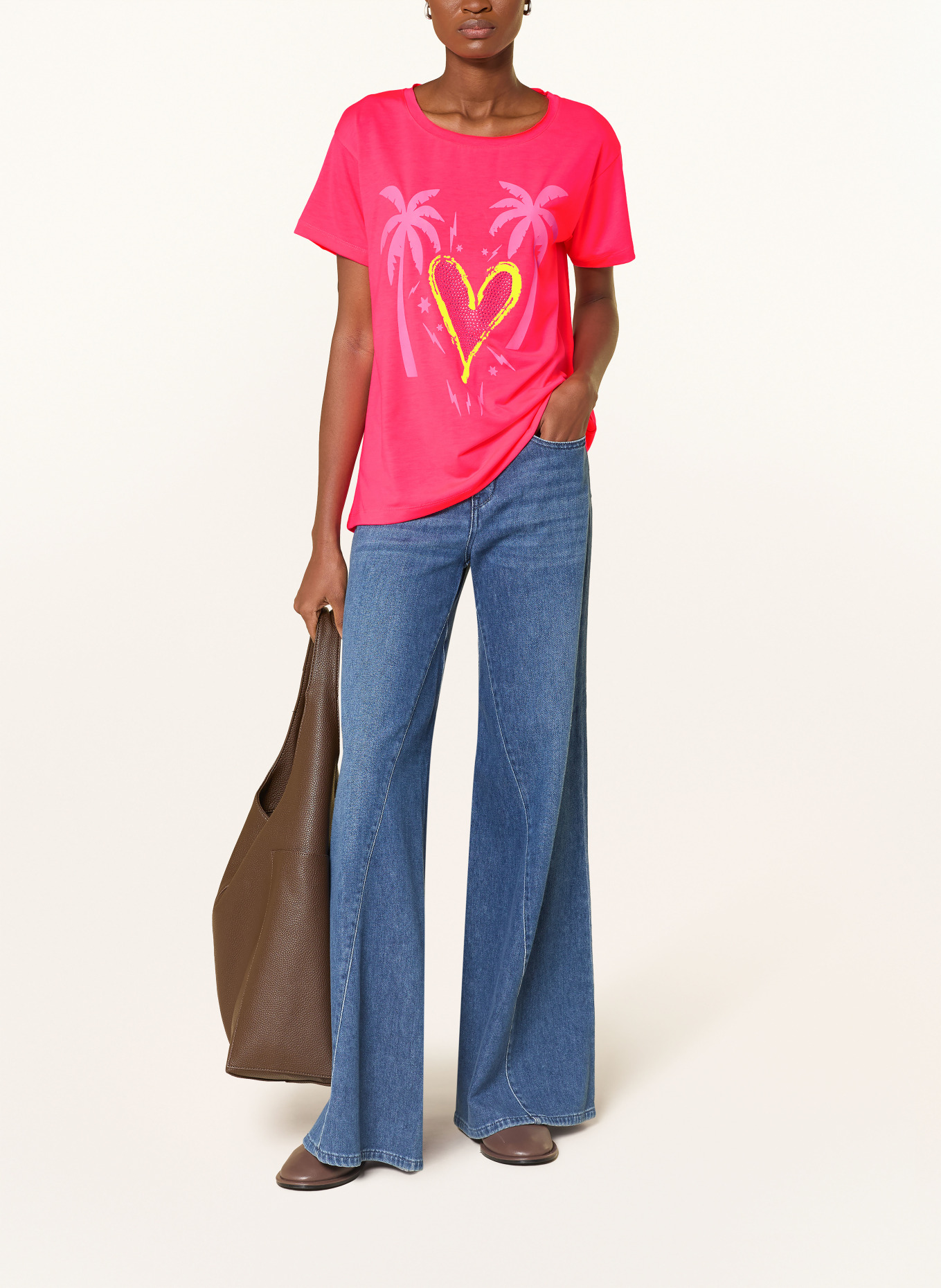 miss goodlife Tričko s ozdobnými kameny: NEONOVĚ RŮŽOVÁ