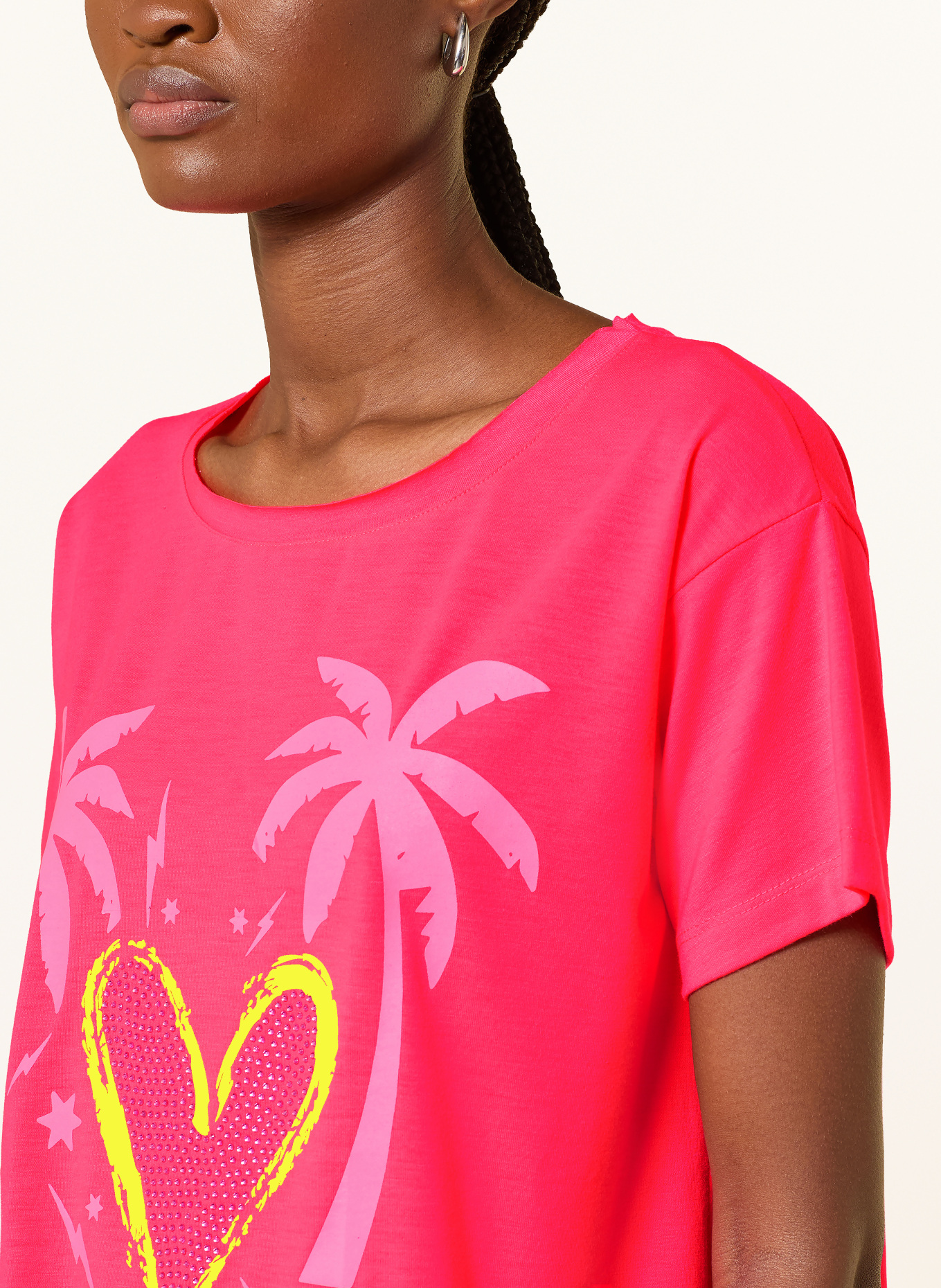 miss goodlife Tričko s ozdobnými kameny: NEONOVĚ RŮŽOVÁ