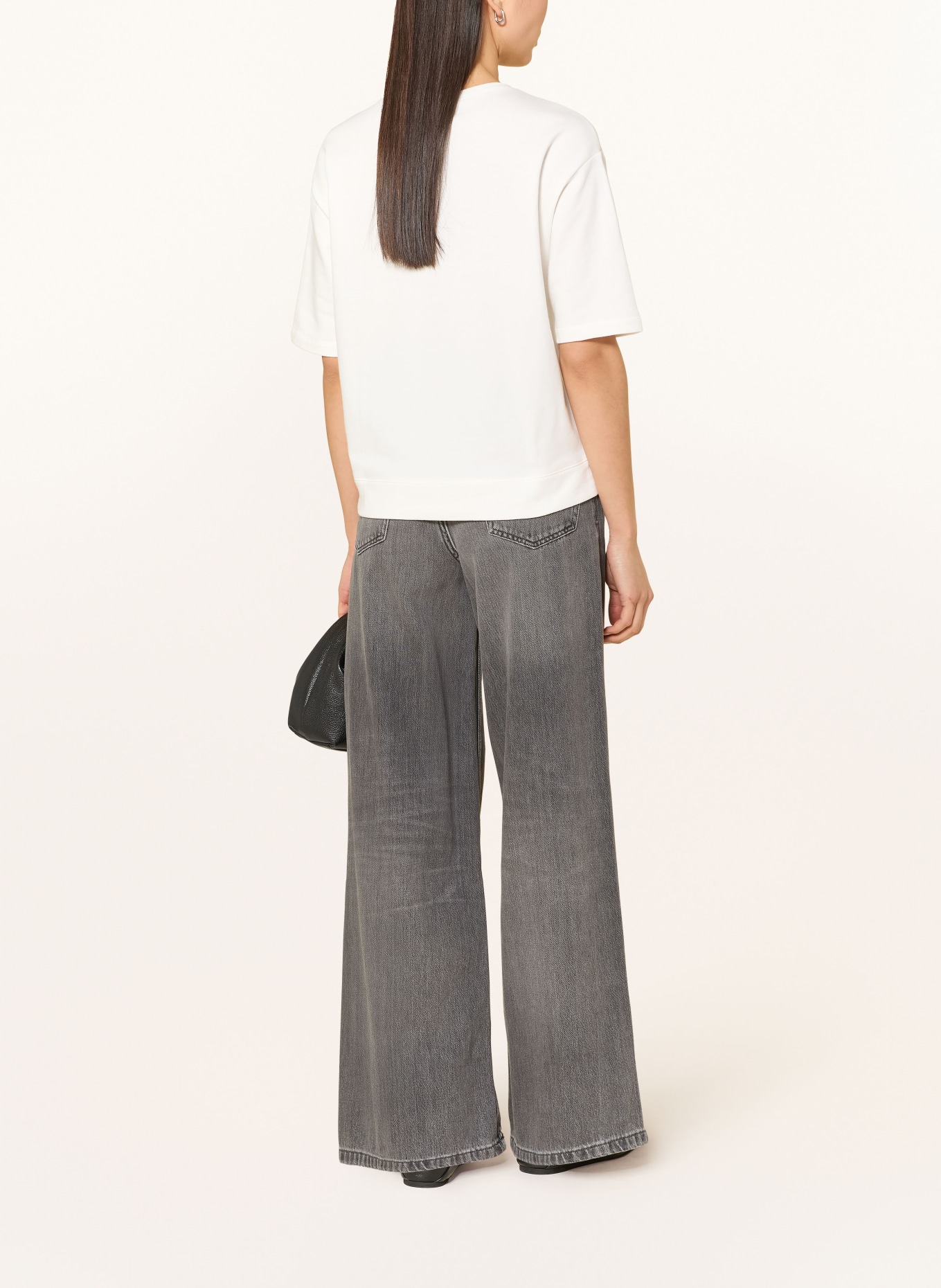 monari Sweatshirt mit Schmucksteinen: CREME