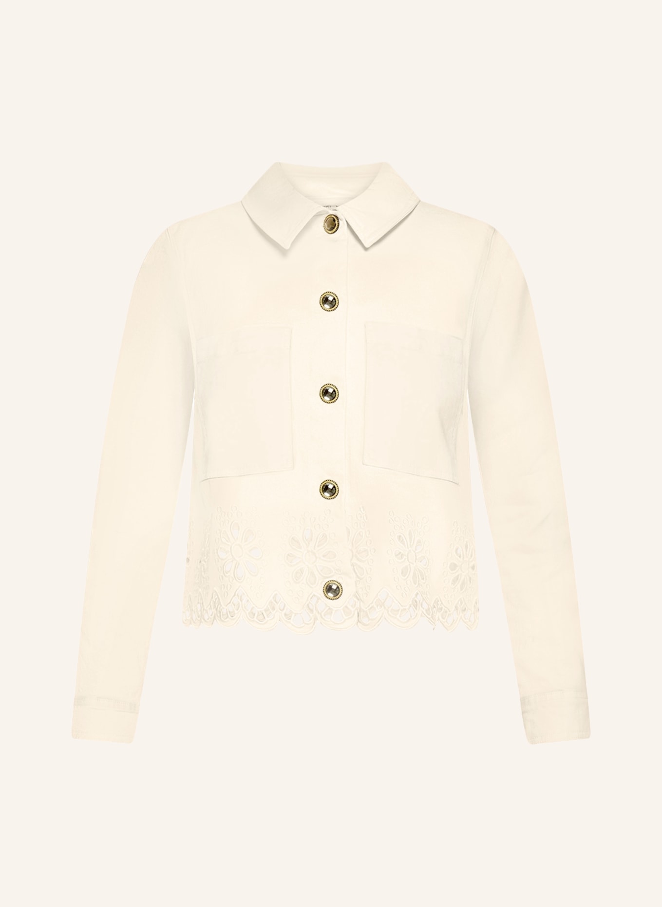 CARTOON Marynarka z ażurową koronką i kamieniami ozdobnymi: ECRU