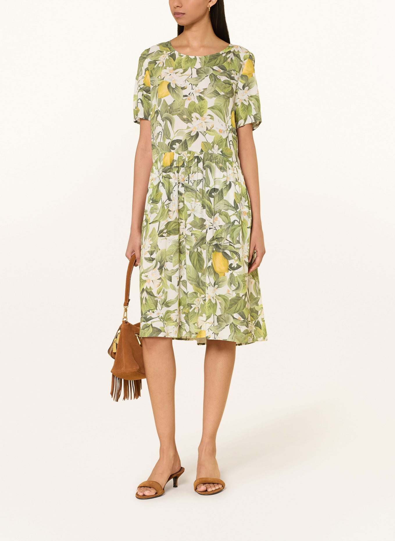 CARTOON Jurk: GROEN / GEEL / WIT