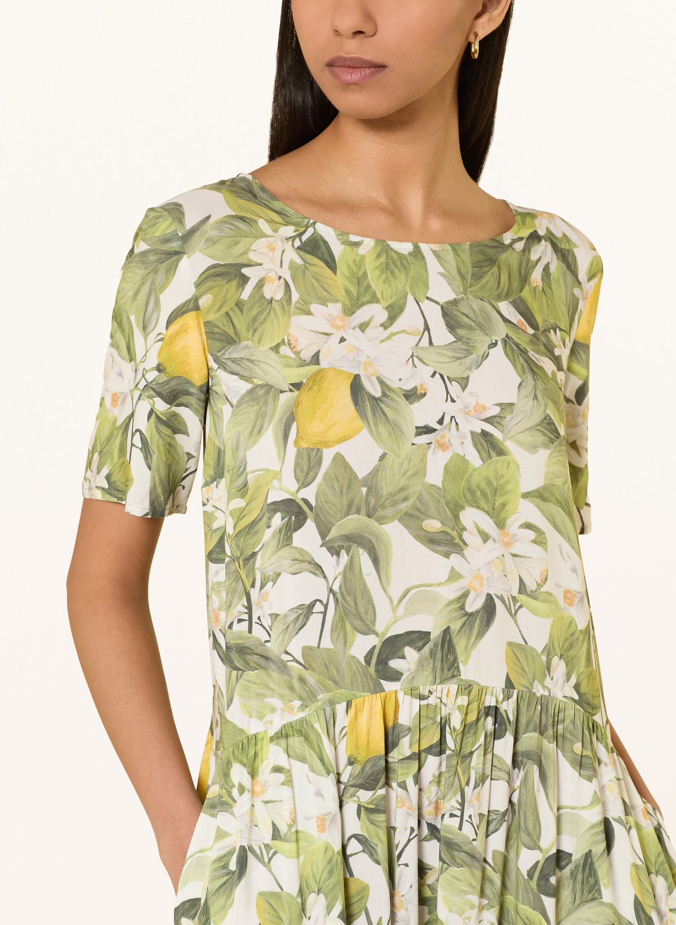 CARTOON Jurk: GROEN / GEEL / WIT